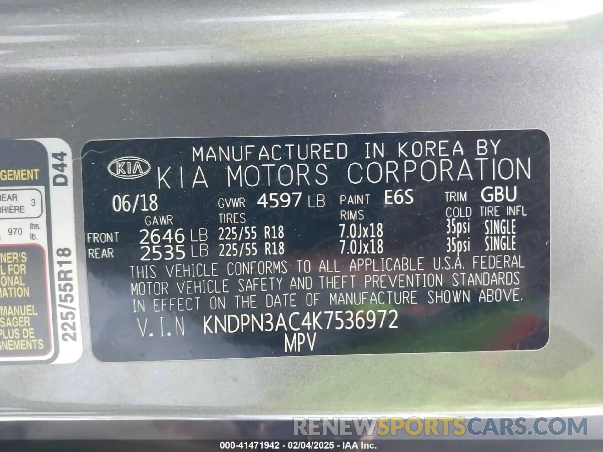 9 Photograph of a damaged car KNDPN3AC4K7536972 KIA SPORTAGE 2019