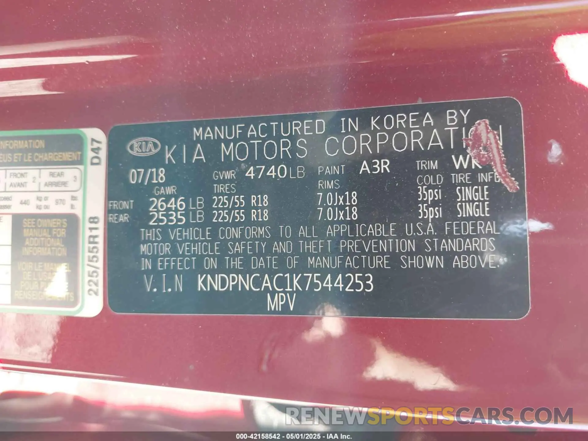 9 Photograph of a damaged car KNDPNCAC1K7544253 KIA SPORTAGE 2019