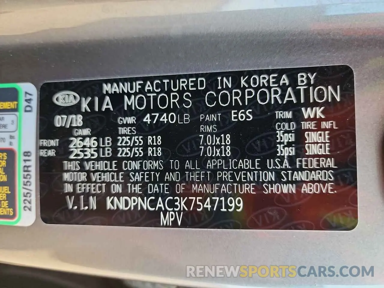13 Photograph of a damaged car KNDPNCAC3K7547199 KIA SPORTAGE 2019