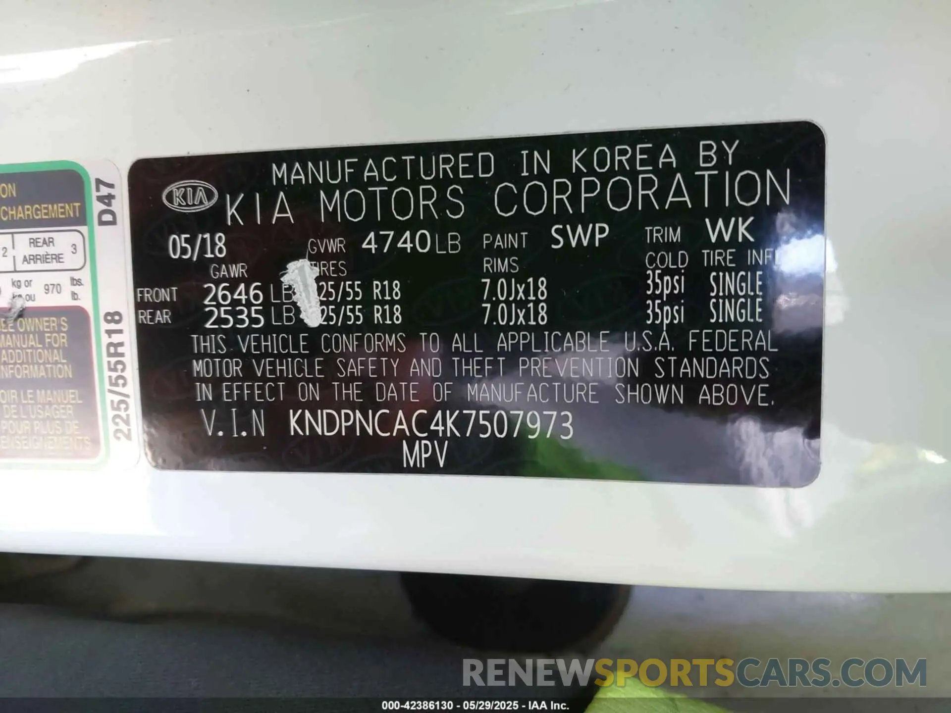 9 Photograph of a damaged car KNDPNCAC4K7507973 KIA SPORTAGE 2019