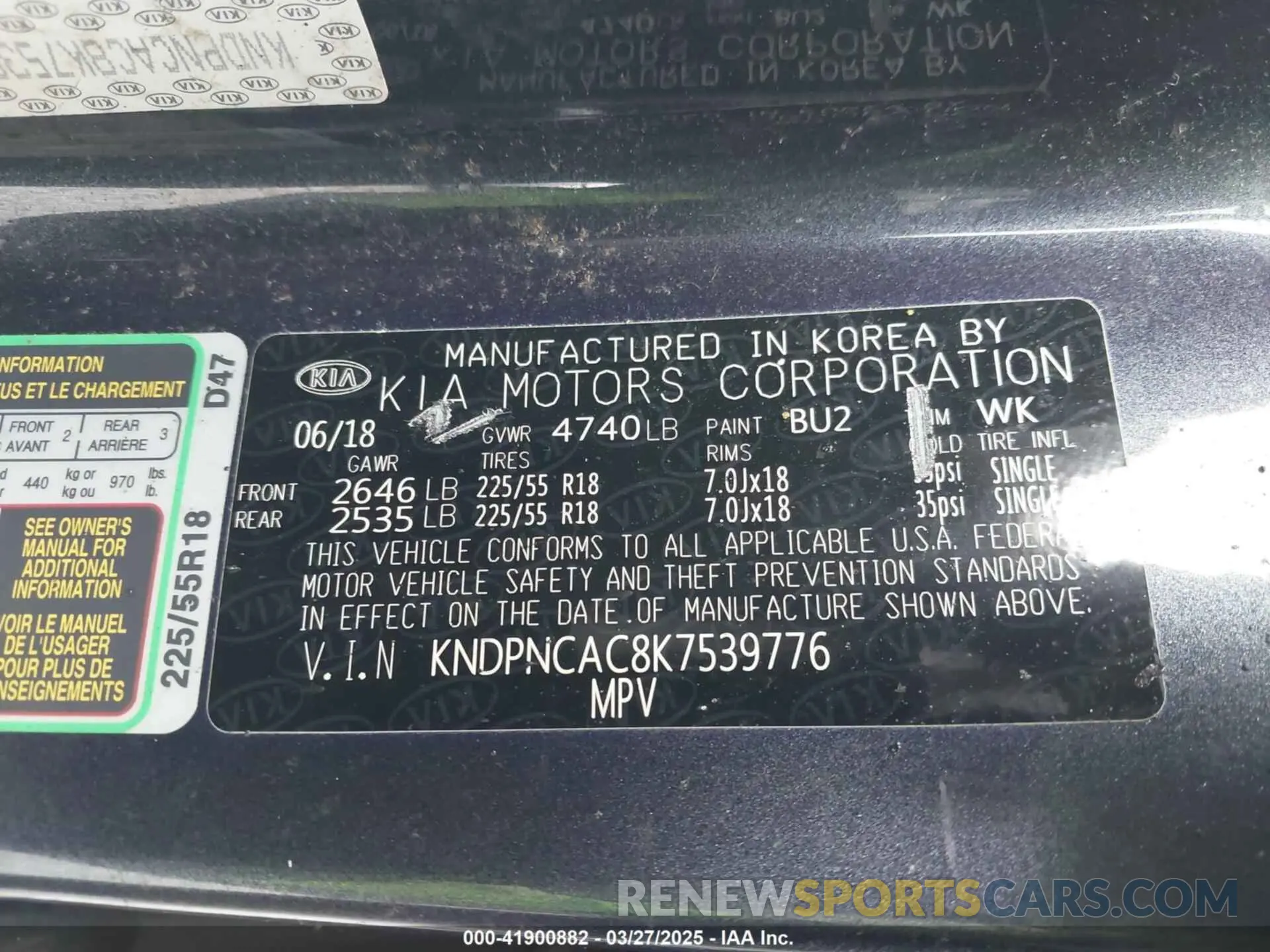9 Photograph of a damaged car KNDPNCAC8K7539776 KIA SPORTAGE 2019