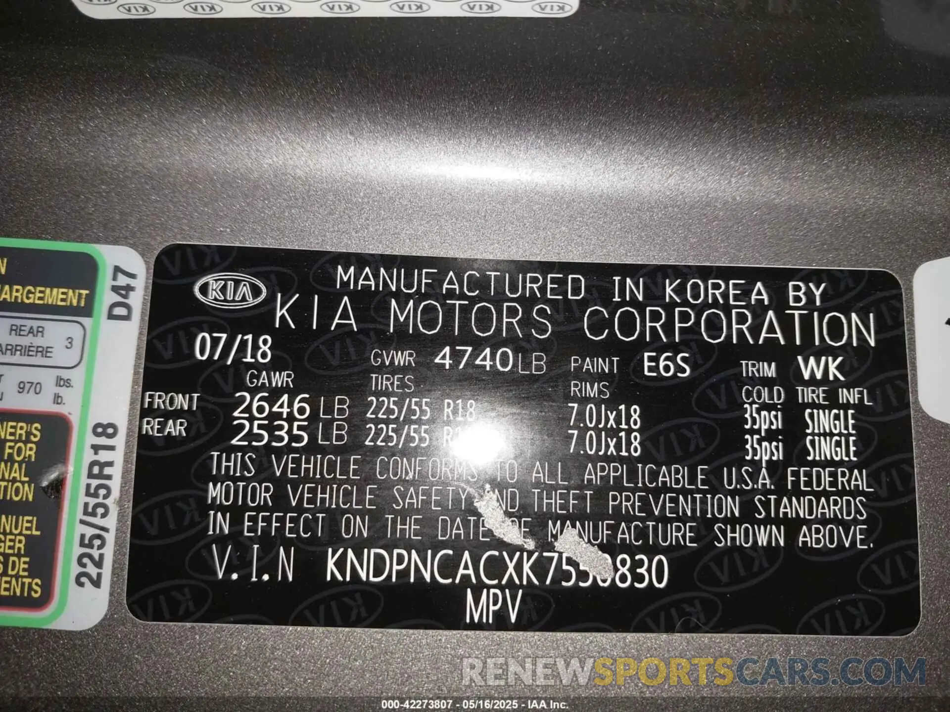 9 Photograph of a damaged car KNDPNCACXK7550830 KIA SPORTAGE 2019
