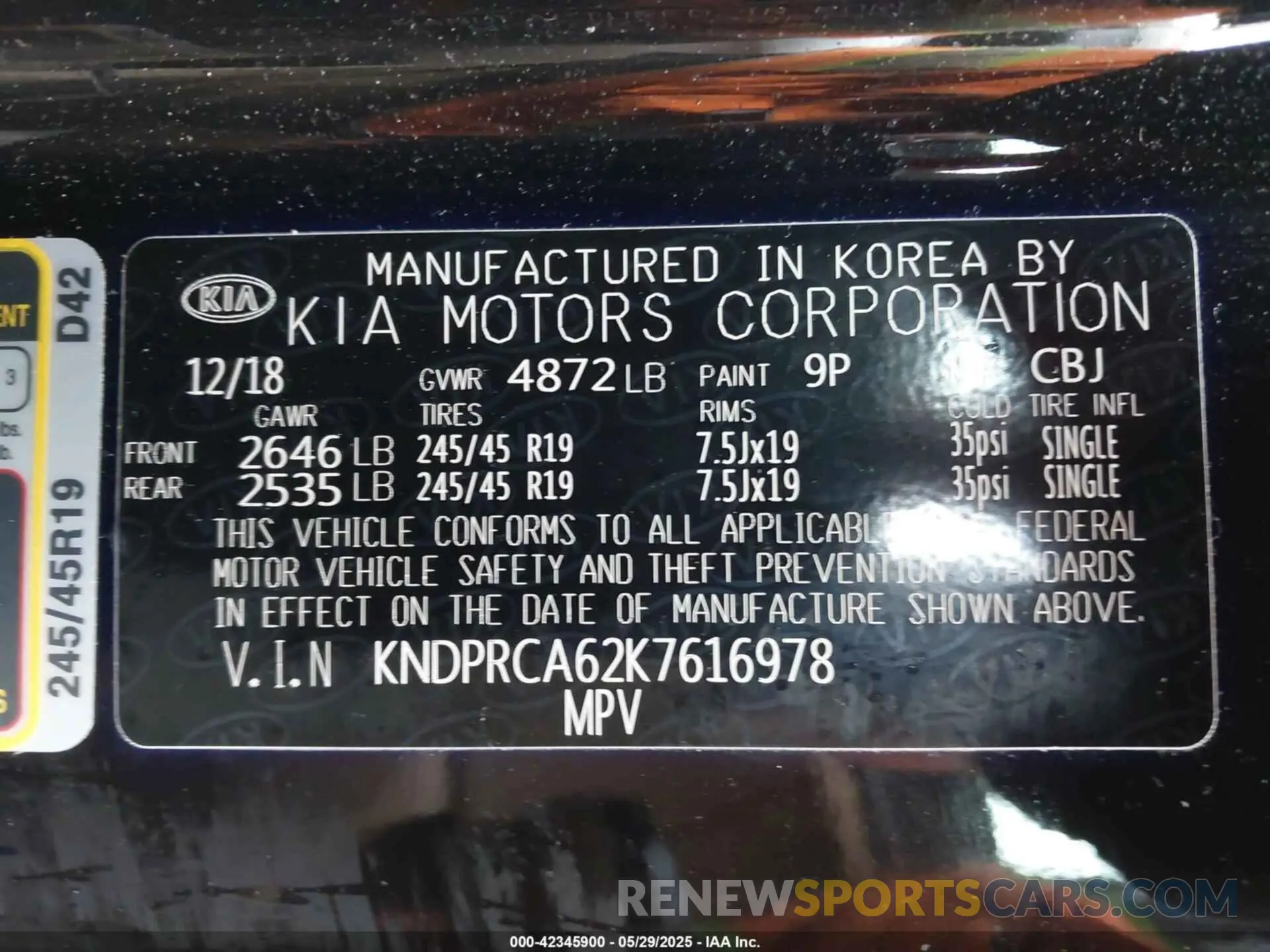 9 Photograph of a damaged car KNDPRCA62K7616978 KIA SPORTAGE 2019