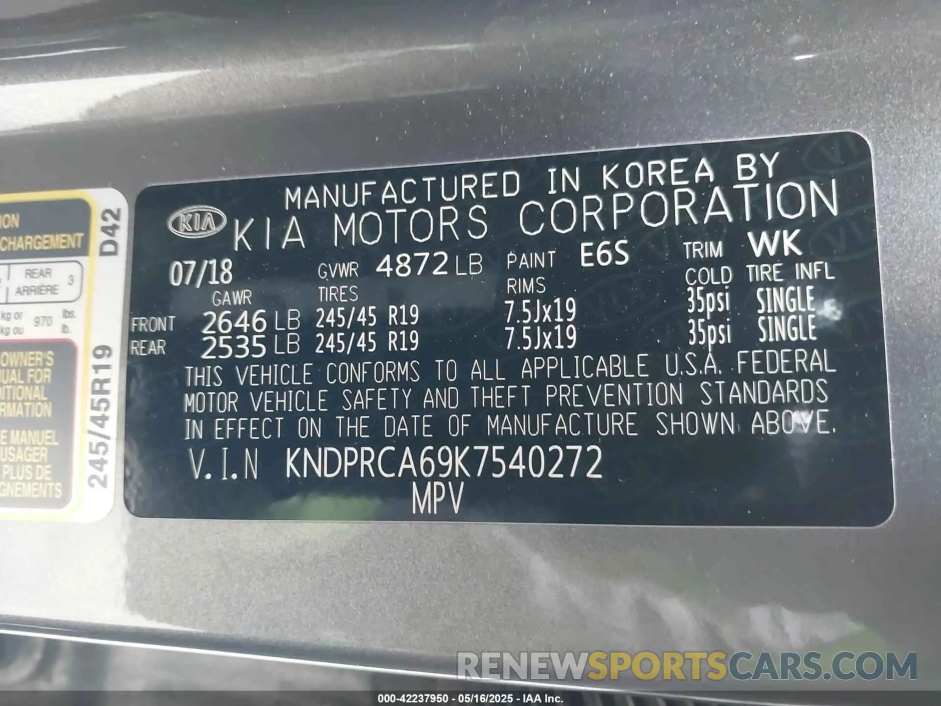 9 Photograph of a damaged car KNDPRCA69K7540272 KIA SPORTAGE 2019