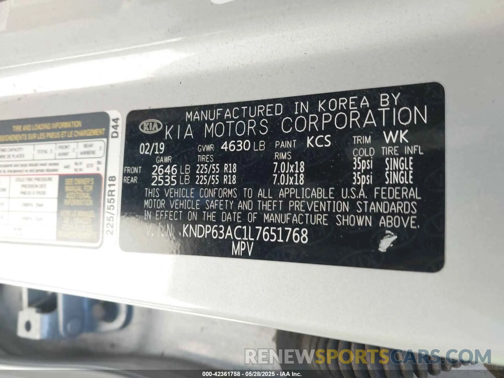 9 Photograph of a damaged car KNDP63AC1L7651768 KIA SPORTAGE 2020
