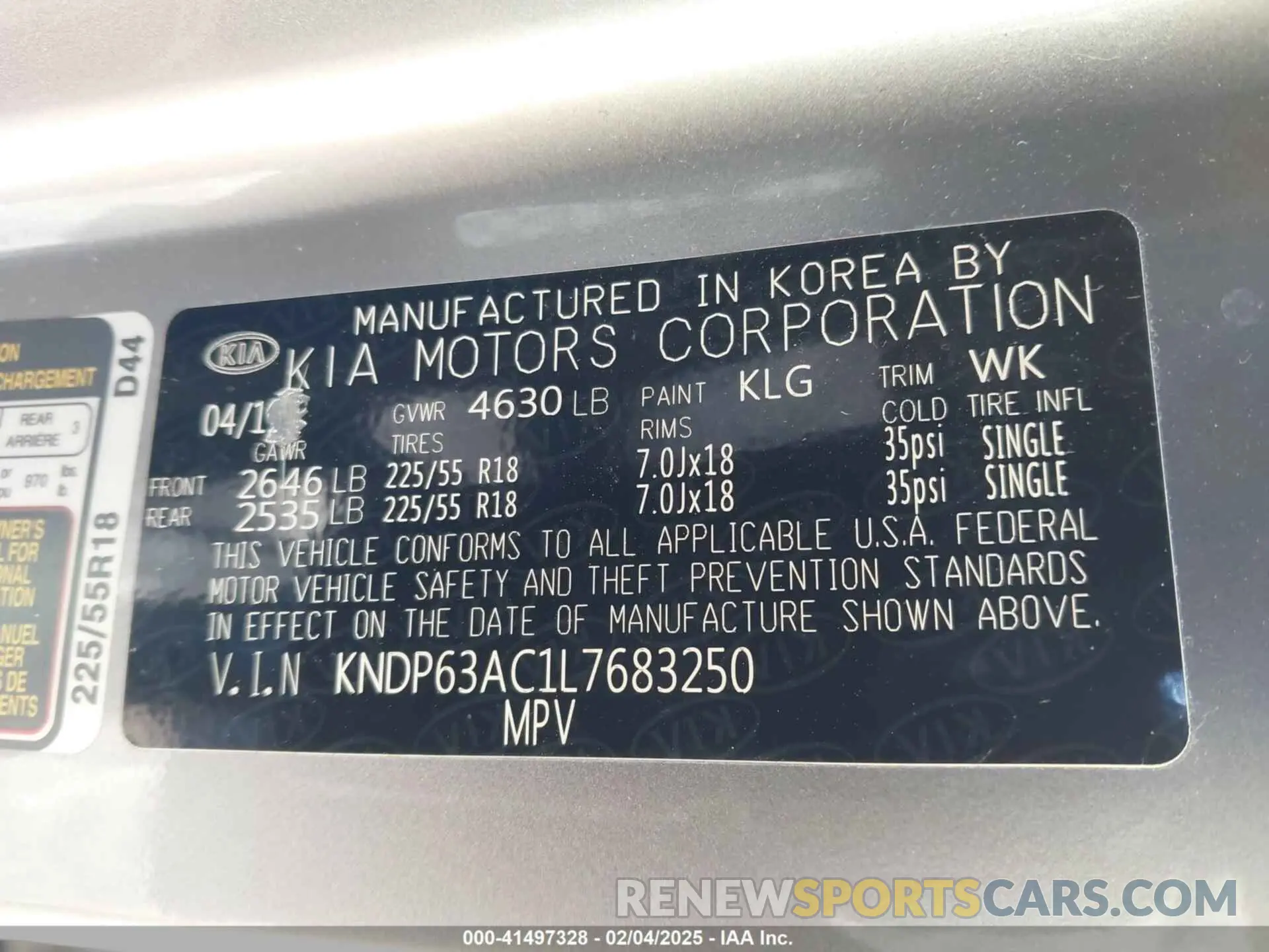 9 Photograph of a damaged car KNDP63AC1L7683250 KIA SPORTAGE 2020