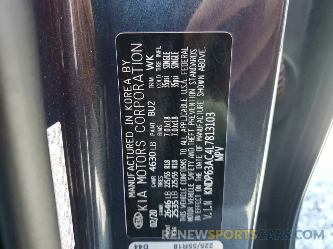 13 Photograph of a damaged car KNDP63AC4L7813103 KIA SPORTAGE 2020