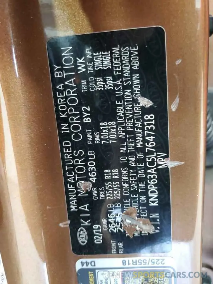 12 Photograph of a damaged car KNDP63AC5L7647318 KIA SPORTAGE 2020