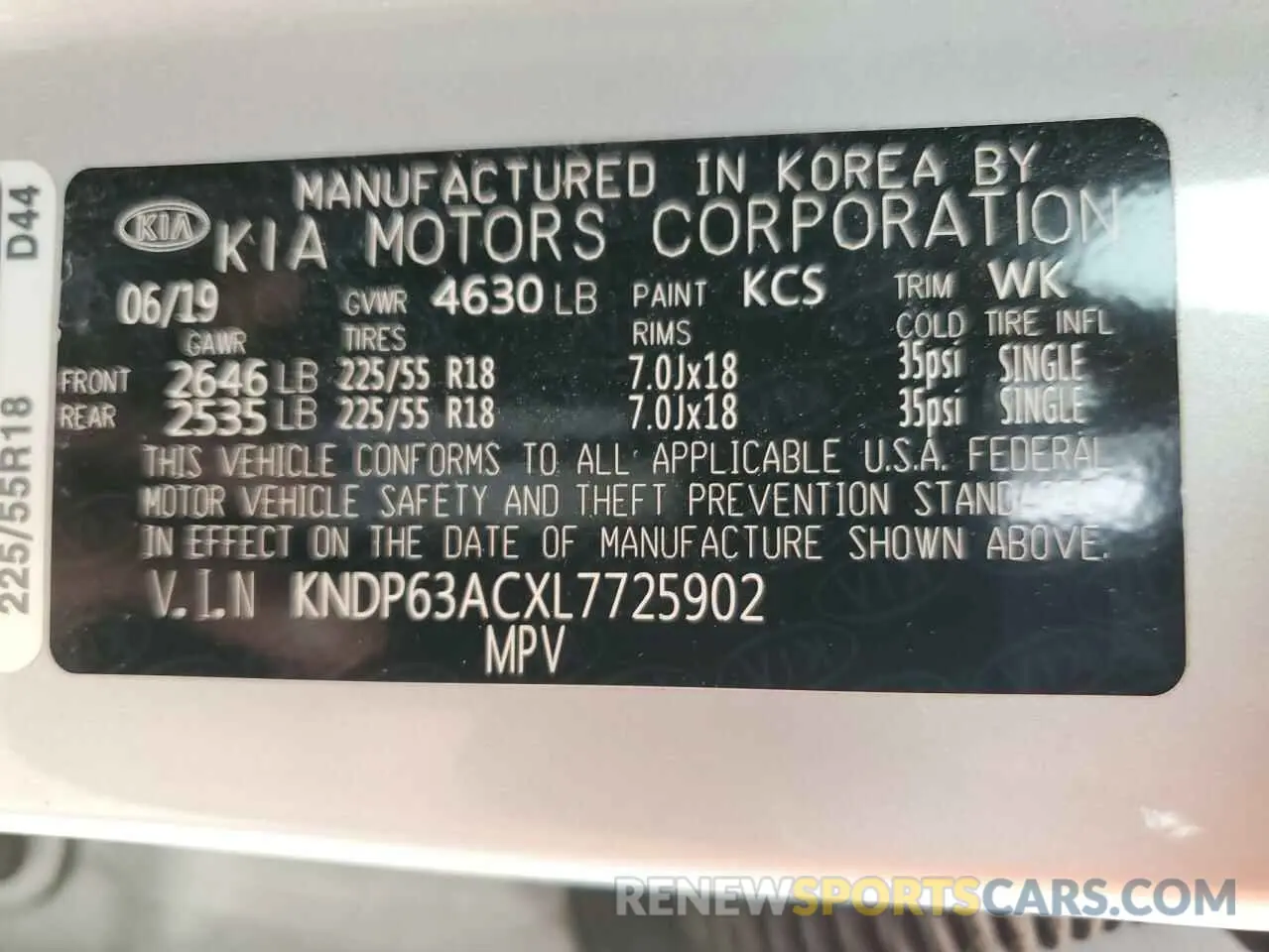 12 Photograph of a damaged car KNDP63ACXL7725902 KIA SPORTAGE 2020