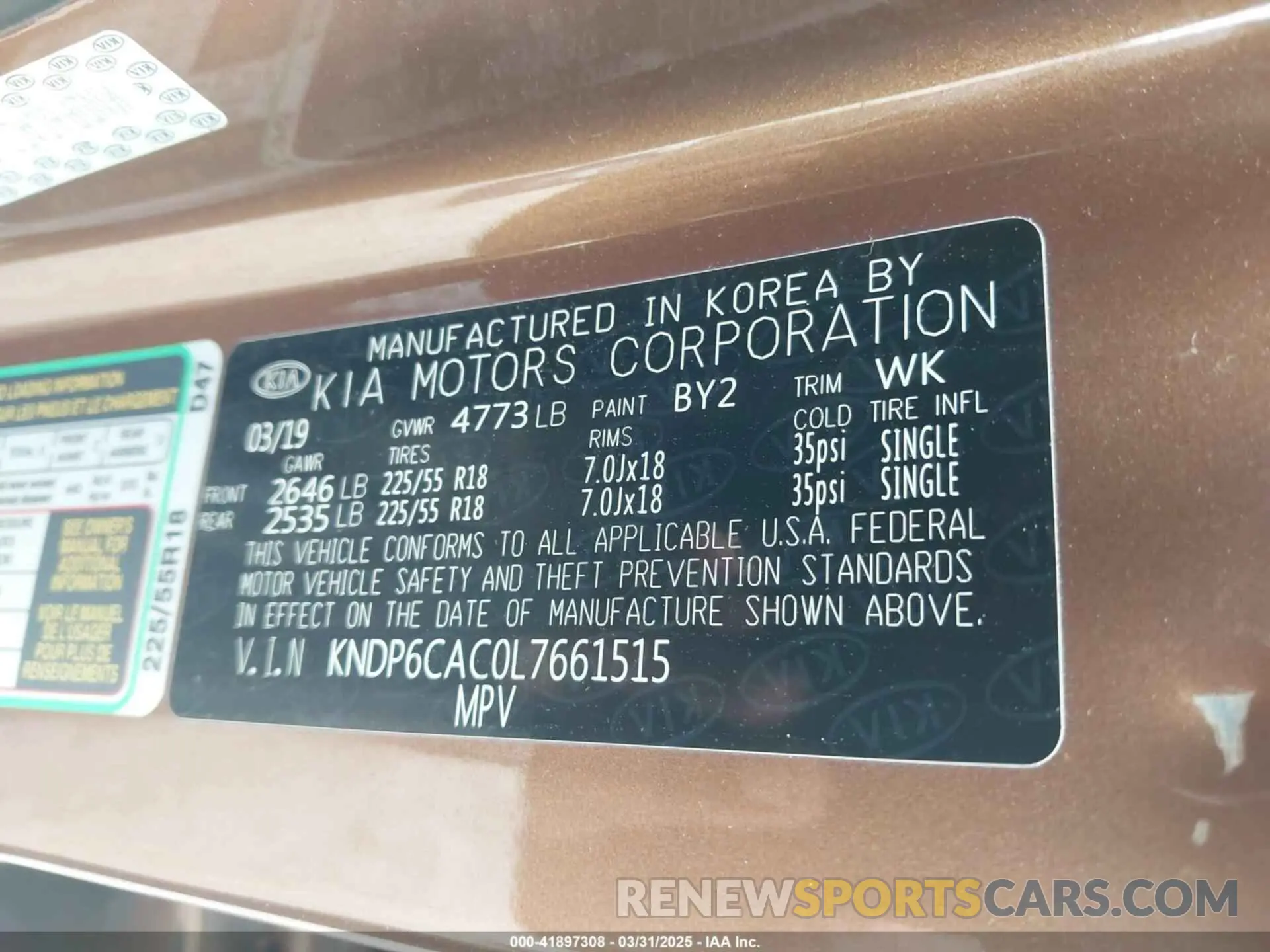 9 Photograph of a damaged car KNDP6CAC0L7661515 KIA SPORTAGE 2020