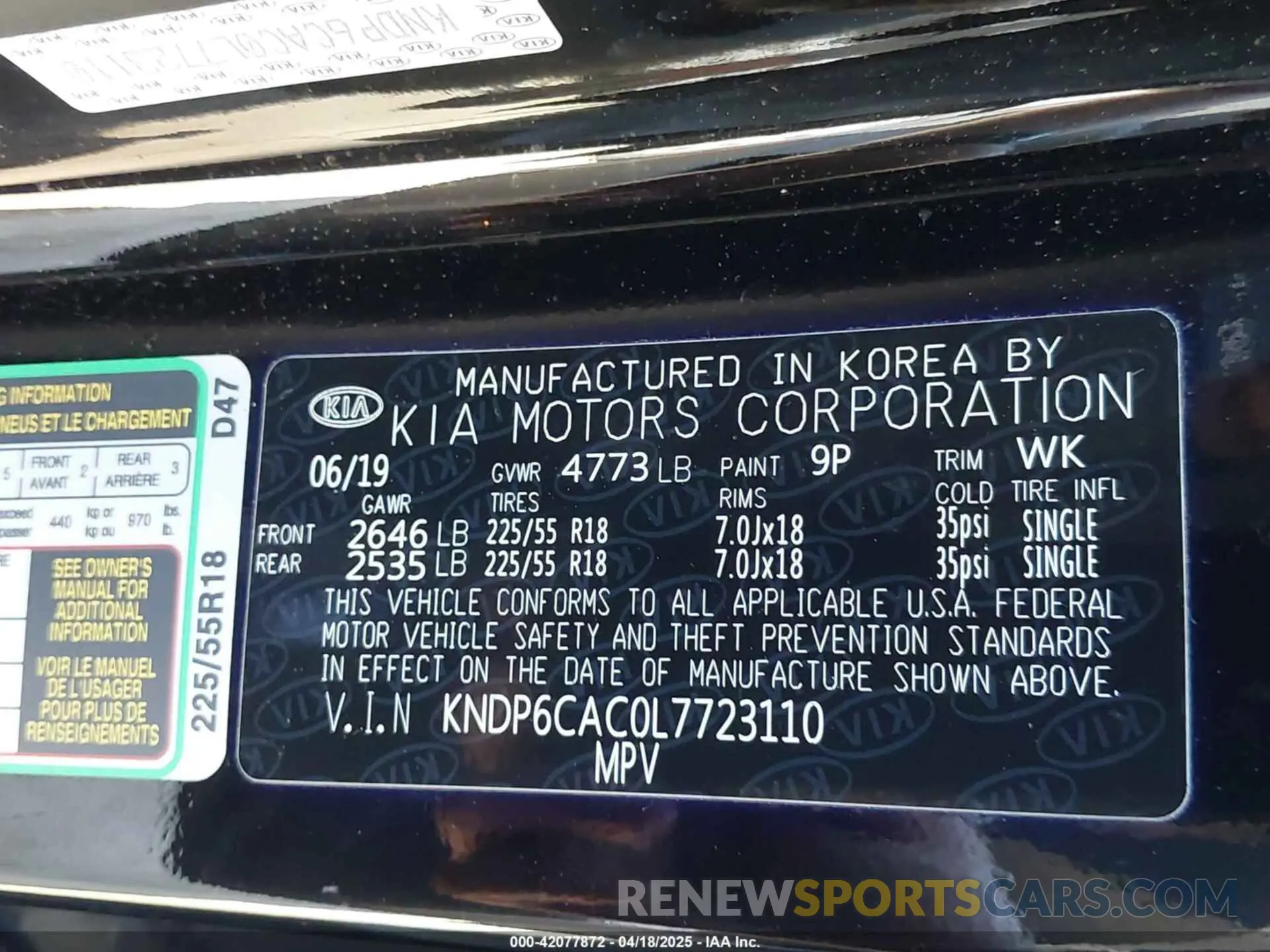 9 Photograph of a damaged car KNDP6CAC0L7723110 KIA SPORTAGE 2020