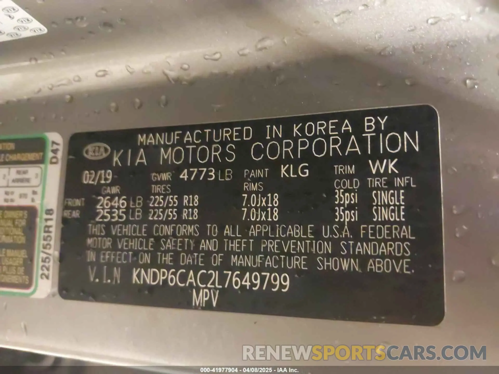 9 Photograph of a damaged car KNDP6CAC2L7649799 KIA SPORTAGE 2020