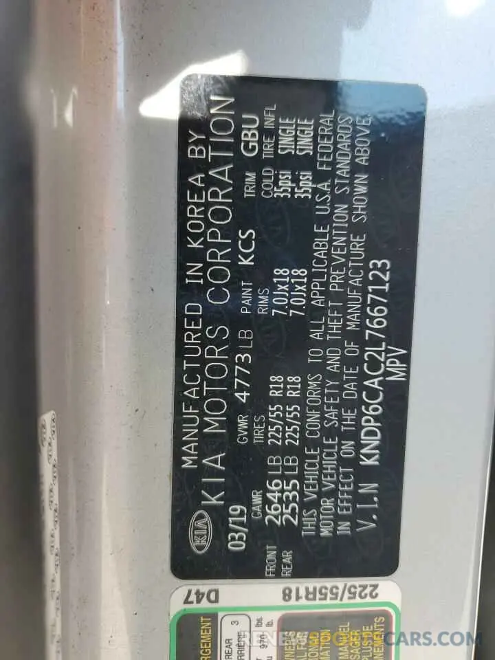 13 Photograph of a damaged car KNDP6CAC2L7667123 KIA SPORTAGE 2020