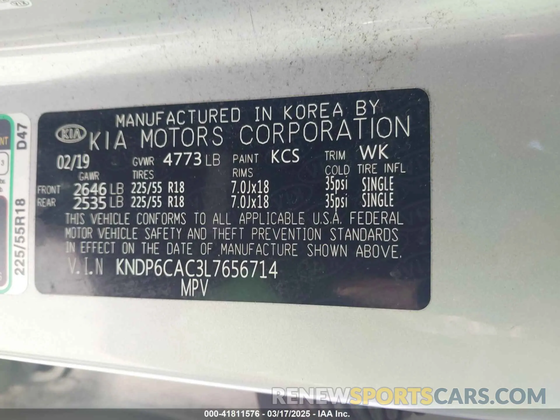 9 Photograph of a damaged car KNDP6CAC3L7656714 KIA SPORTAGE 2020