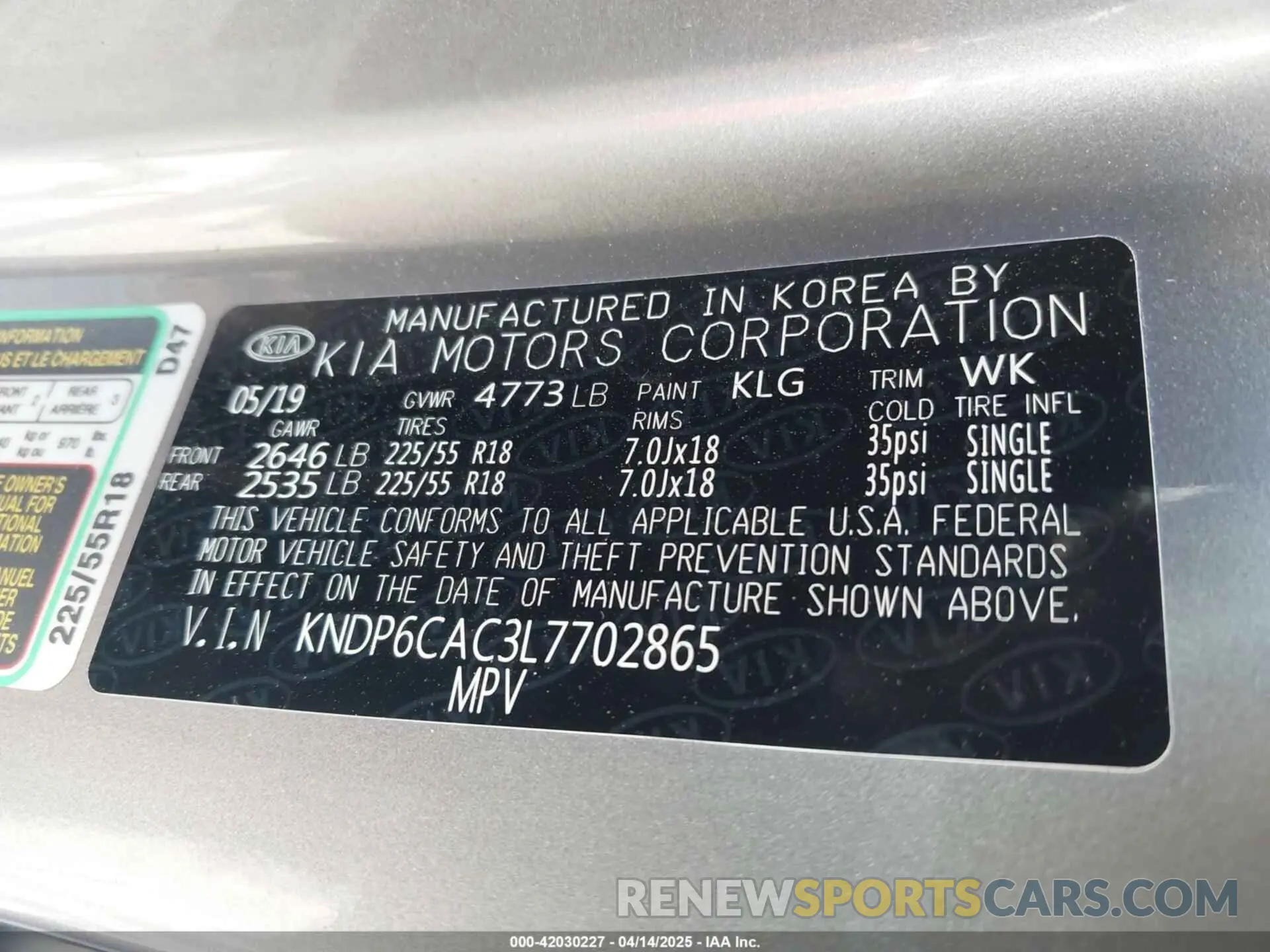 9 Photograph of a damaged car KNDP6CAC3L7702865 KIA SPORTAGE 2020
