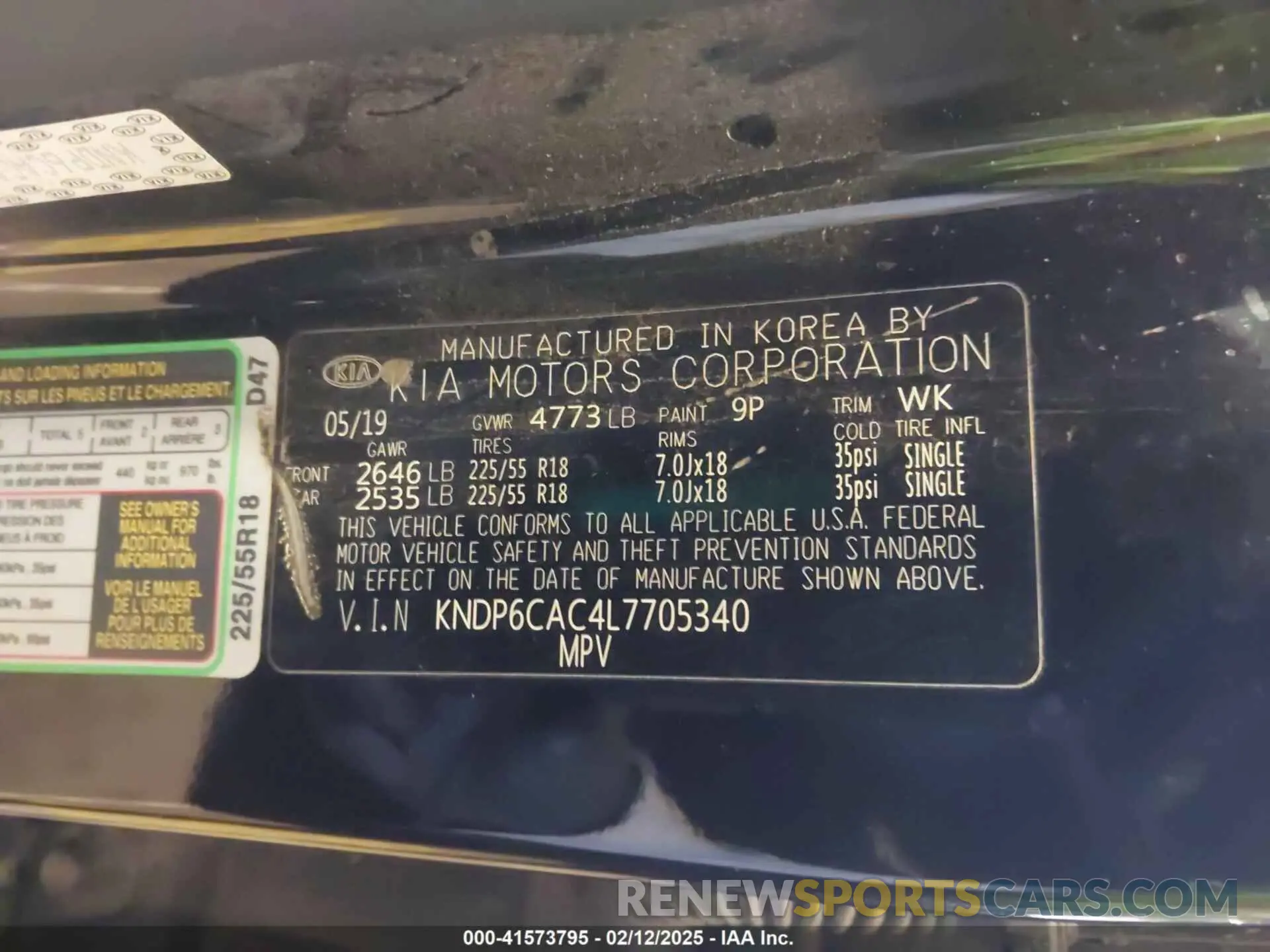 9 Photograph of a damaged car KNDP6CAC4L7705340 KIA SPORTAGE 2020