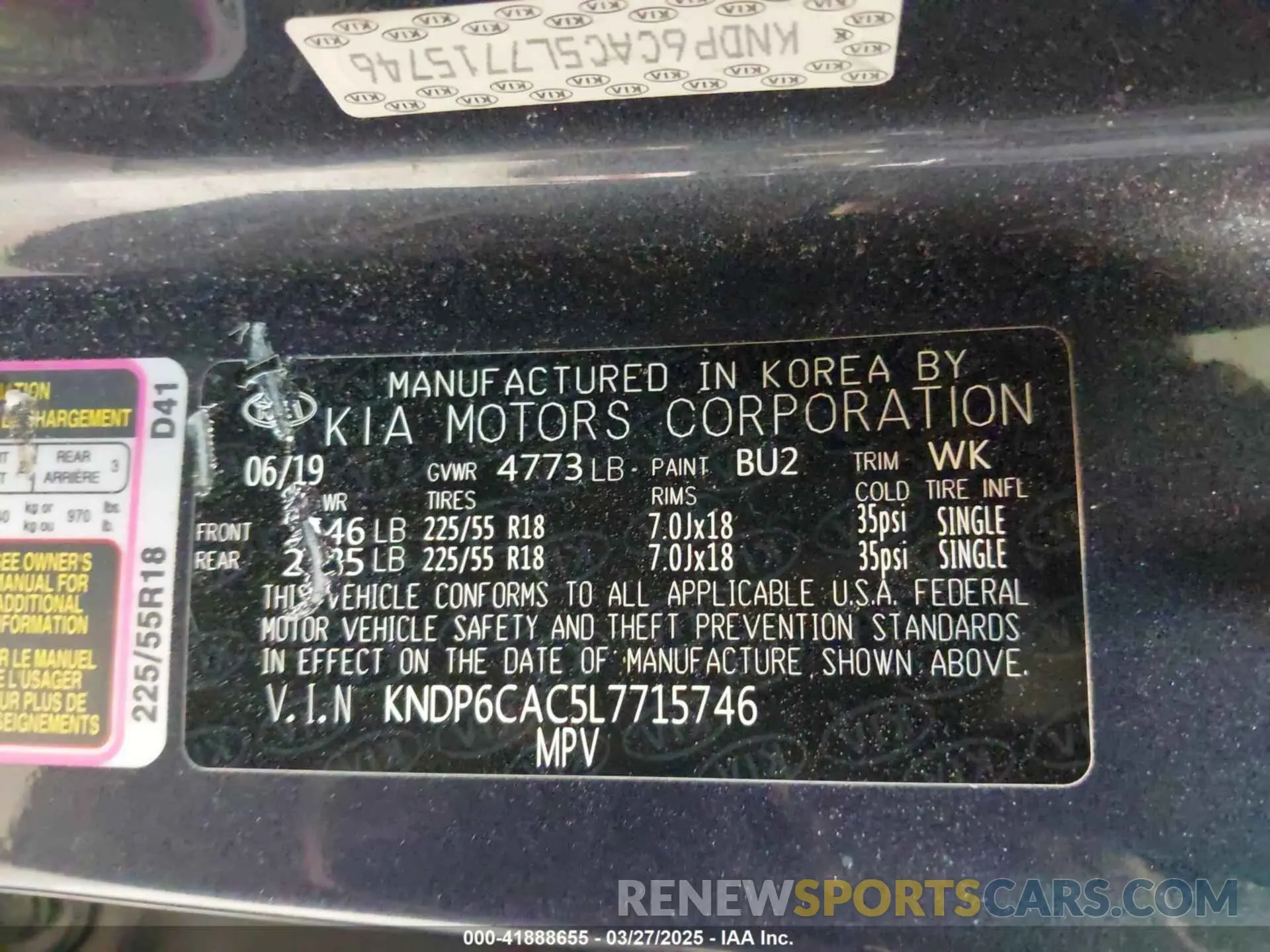 9 Photograph of a damaged car KNDP6CAC5L7715746 KIA SPORTAGE 2020