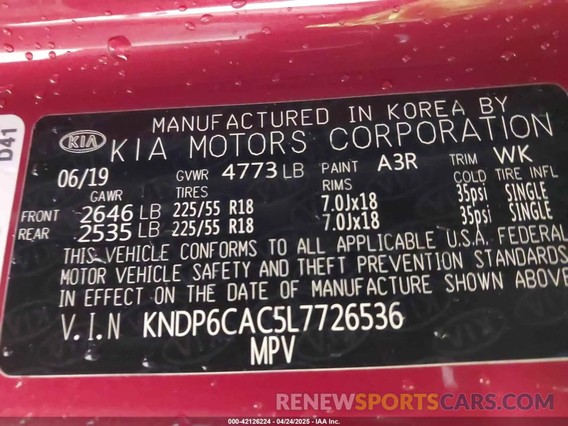 9 Photograph of a damaged car KNDP6CAC5L7726536 KIA SPORTAGE 2020