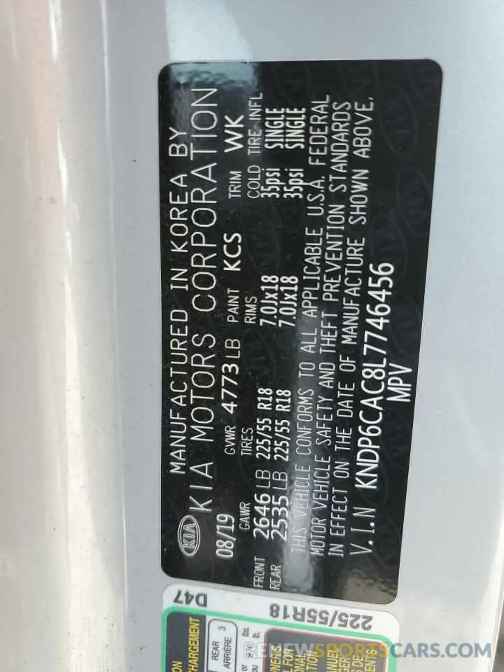13 Photograph of a damaged car KNDP6CAC8L7746456 KIA SPORTAGE 2020