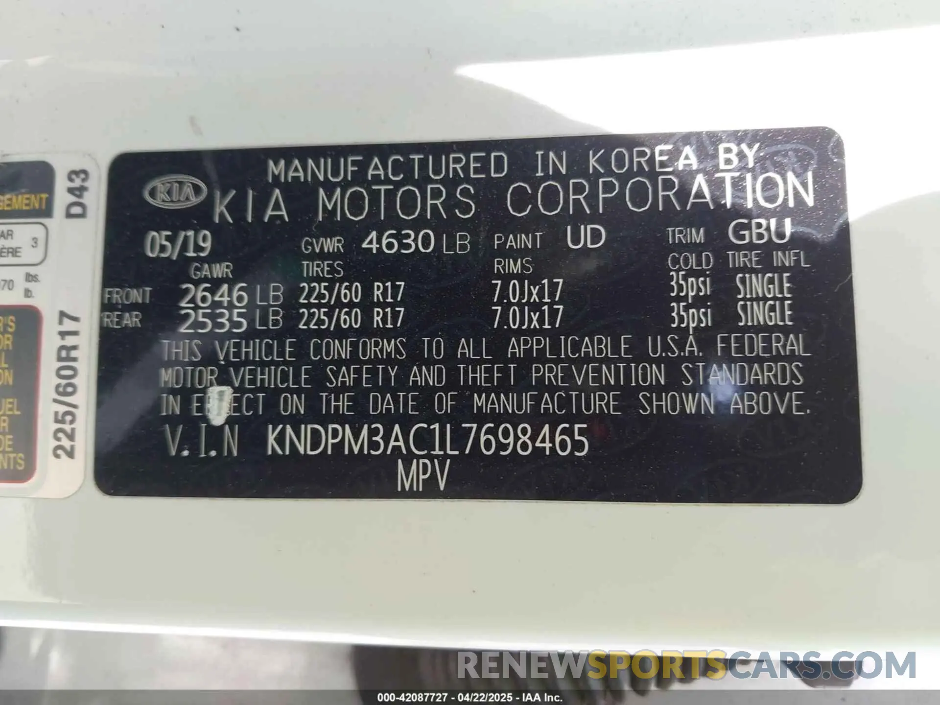 9 Photograph of a damaged car KNDPM3AC1L7698465 KIA SPORTAGE 2020