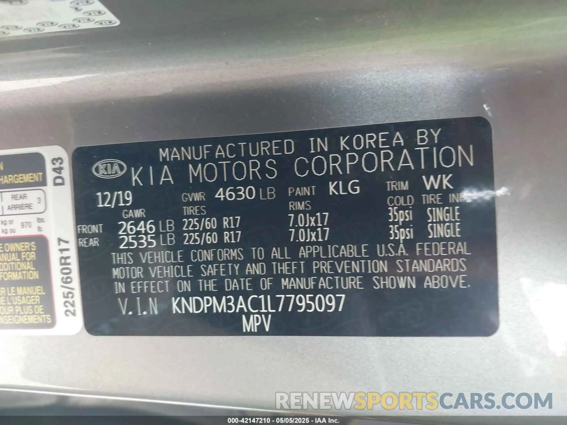 9 Photograph of a damaged car KNDPM3AC1L7795097 KIA SPORTAGE 2020