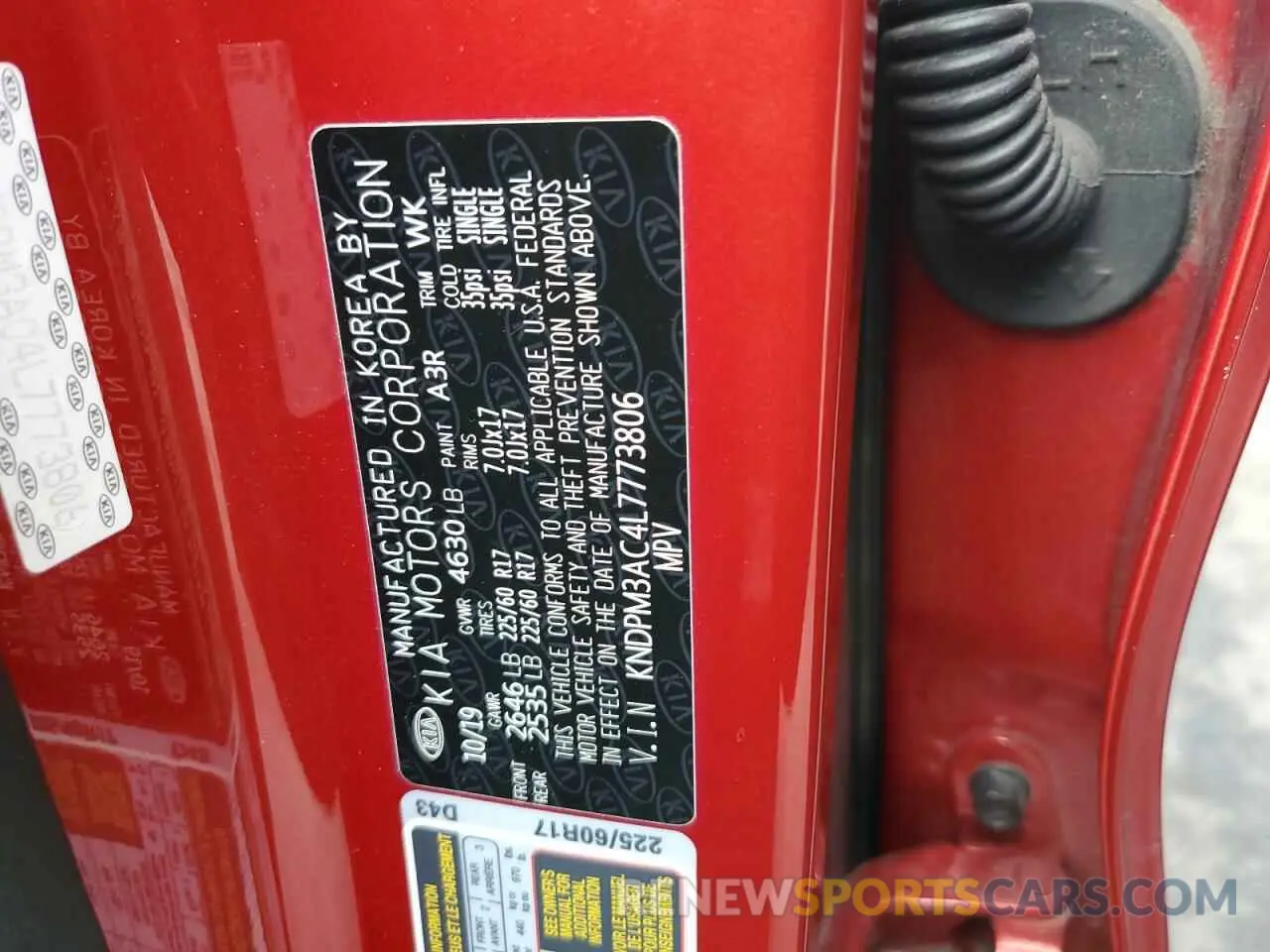 12 Photograph of a damaged car KNDPM3AC4L7773806 KIA SPORTAGE 2020