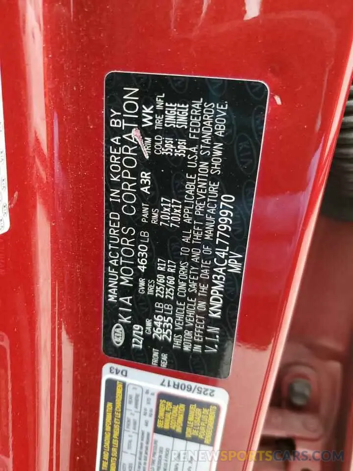 13 Photograph of a damaged car KNDPM3AC4L7799970 KIA SPORTAGE 2020
