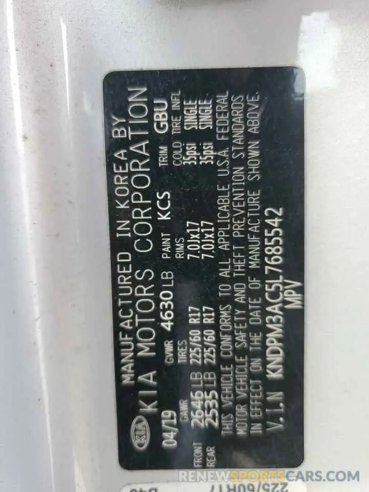 13 Photograph of a damaged car KNDPM3AC5L7685542 KIA SPORTAGE 2020
