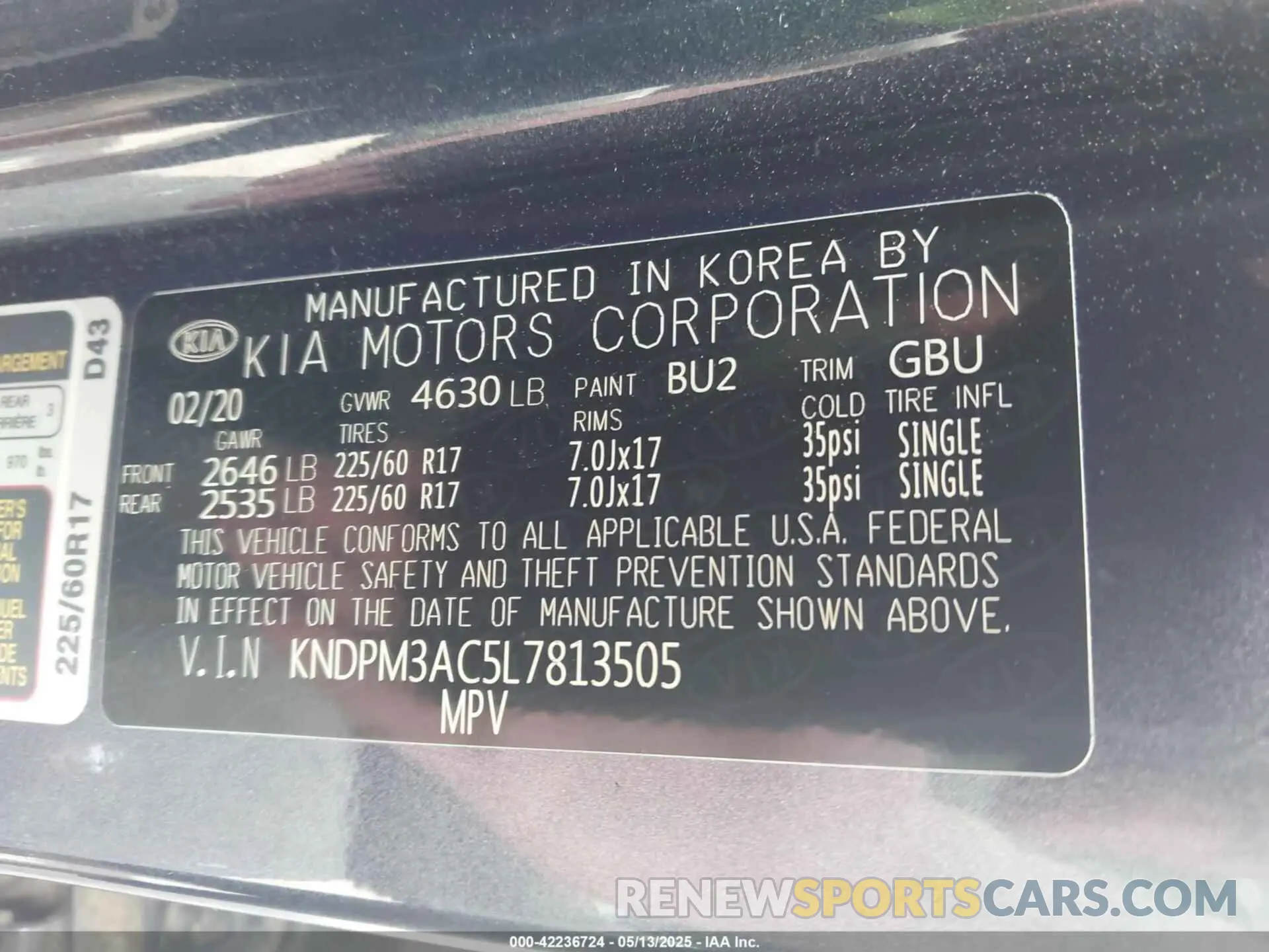9 Photograph of a damaged car KNDPM3AC5L7813505 KIA SPORTAGE 2020