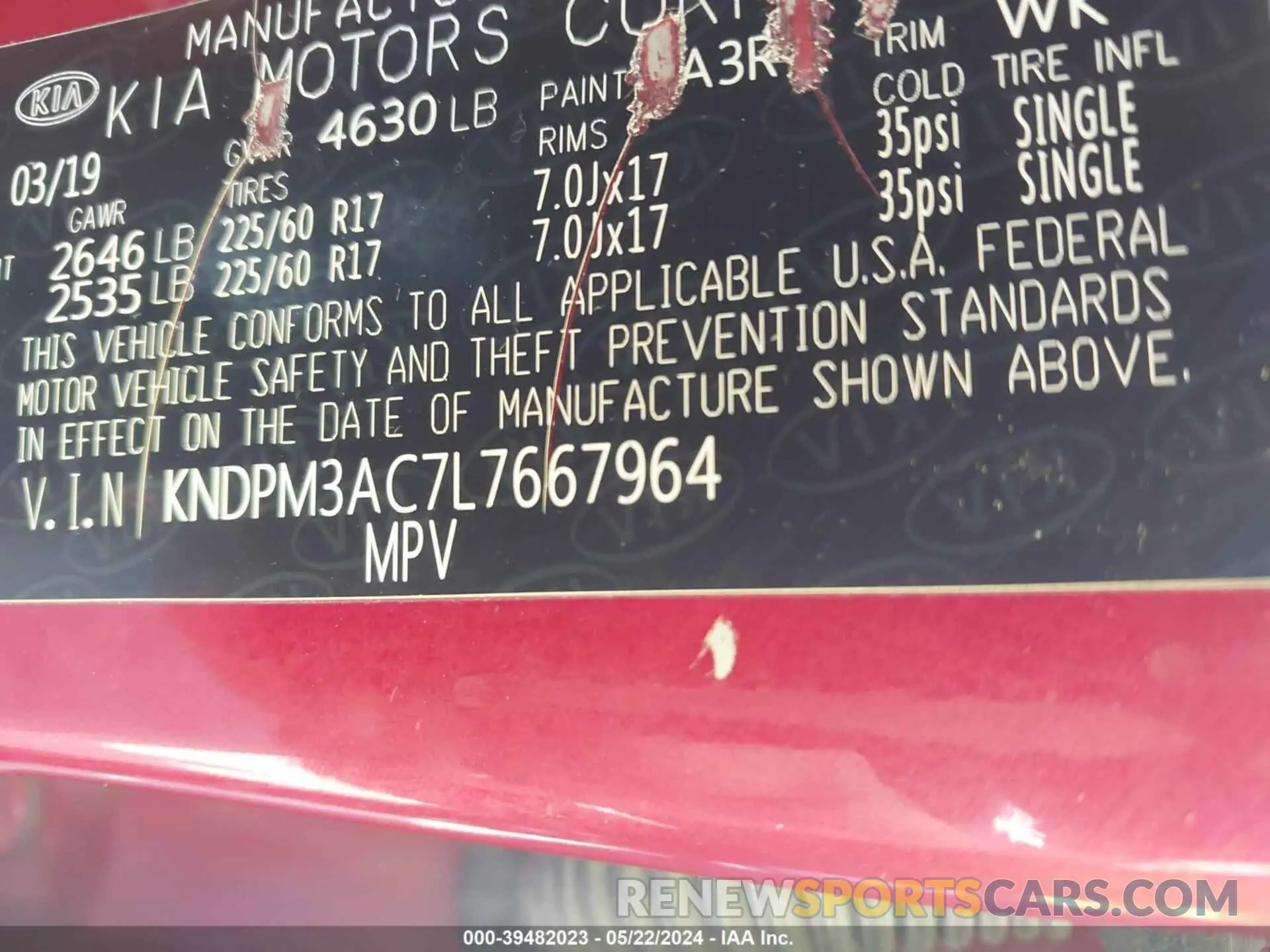 9 Photograph of a damaged car KNDPM3AC7L7667964 KIA SPORTAGE 2020