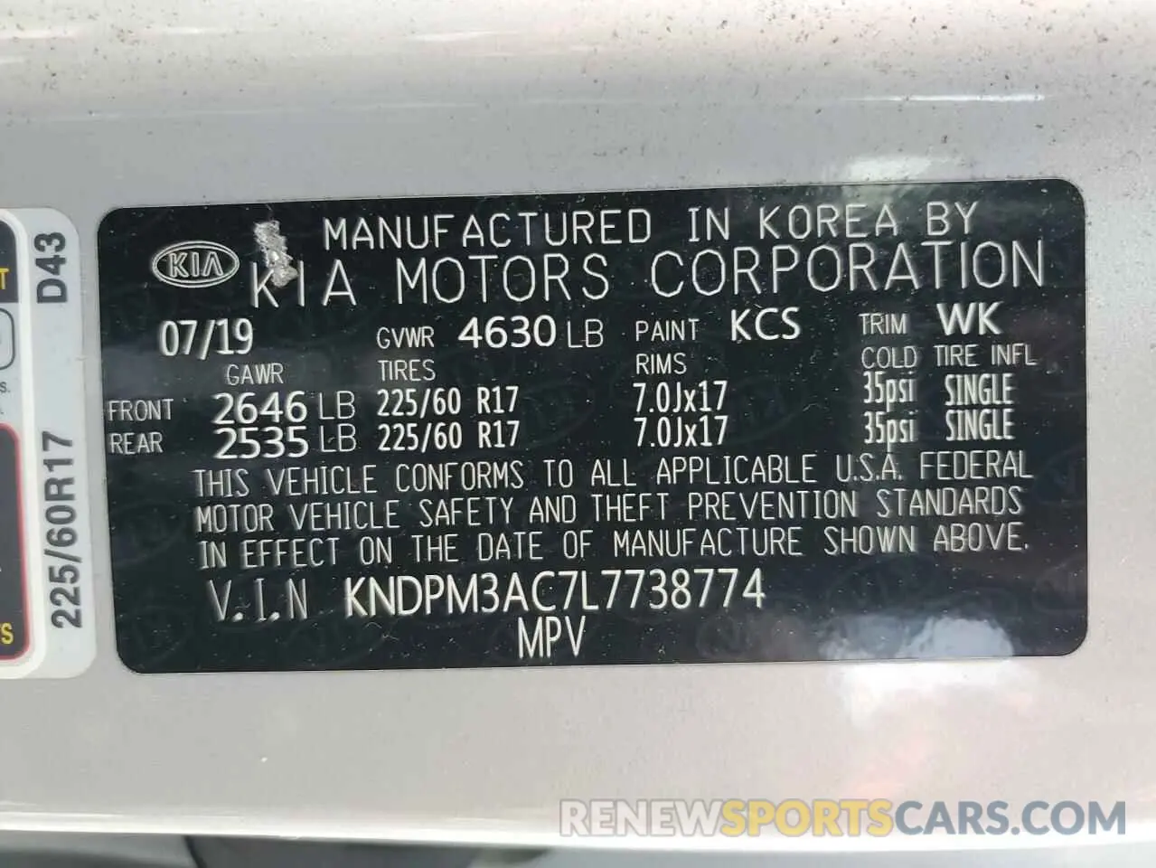 14 Photograph of a damaged car KNDPM3AC7L7738774 KIA SPORTAGE 2020