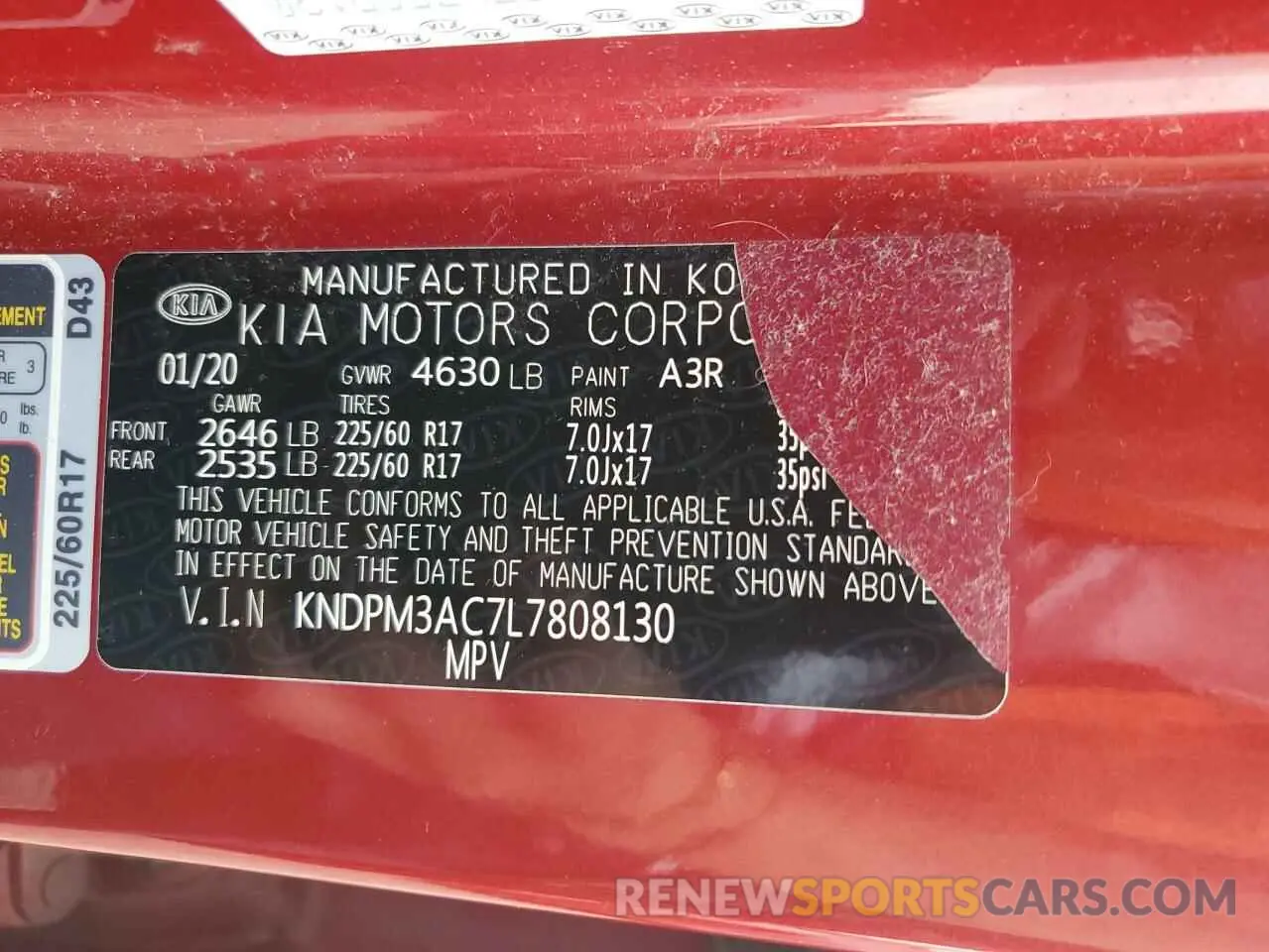 13 Photograph of a damaged car KNDPM3AC7L7808130 KIA SPORTAGE 2020