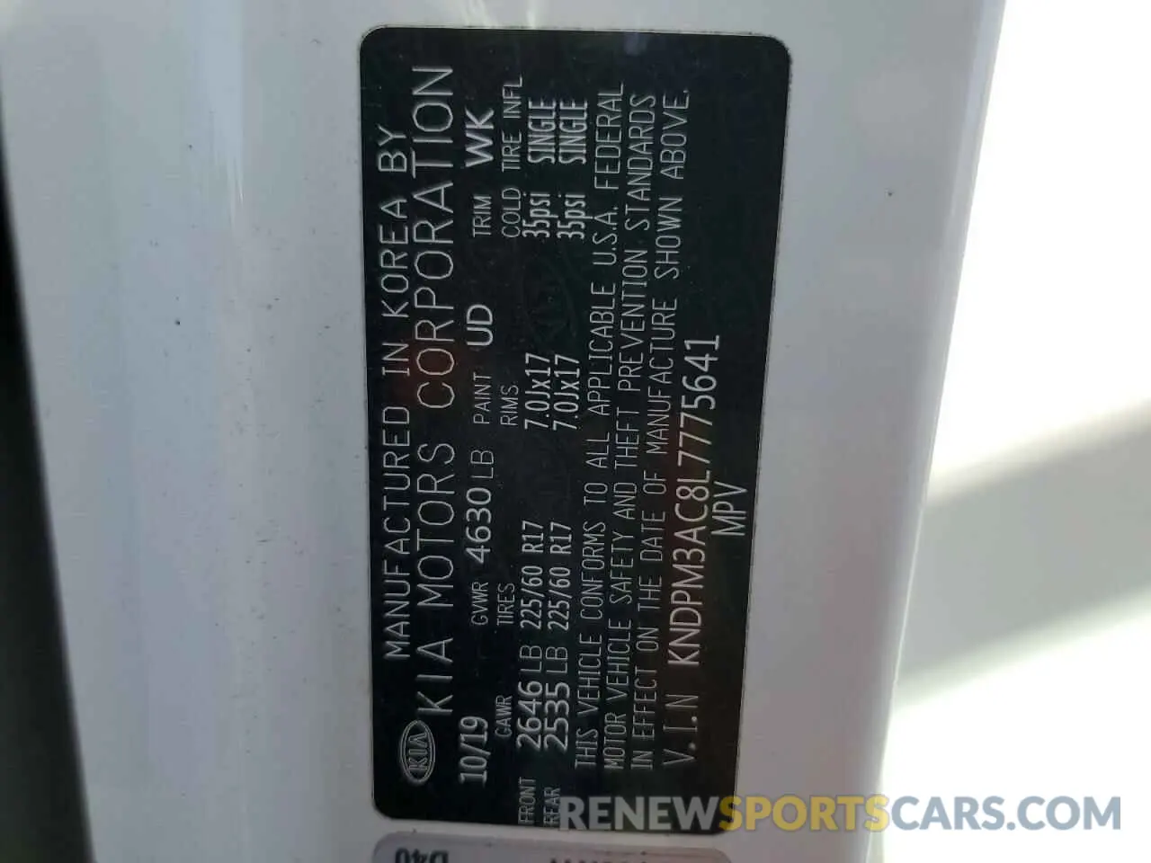 15 Photograph of a damaged car KNDPM3AC8L7775641 KIA SPORTAGE 2020