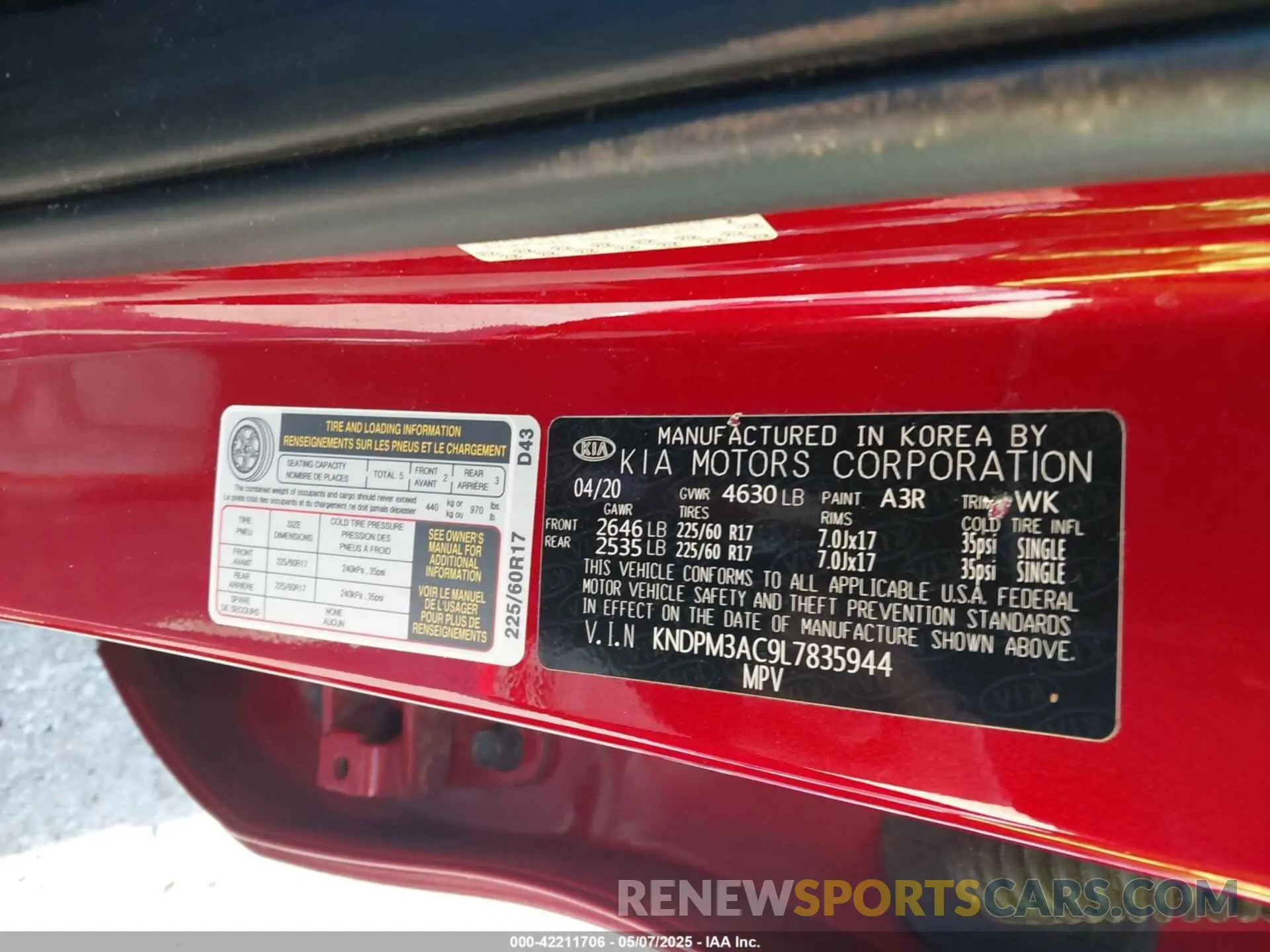9 Photograph of a damaged car KNDPM3AC9L7835944 KIA SPORTAGE 2020