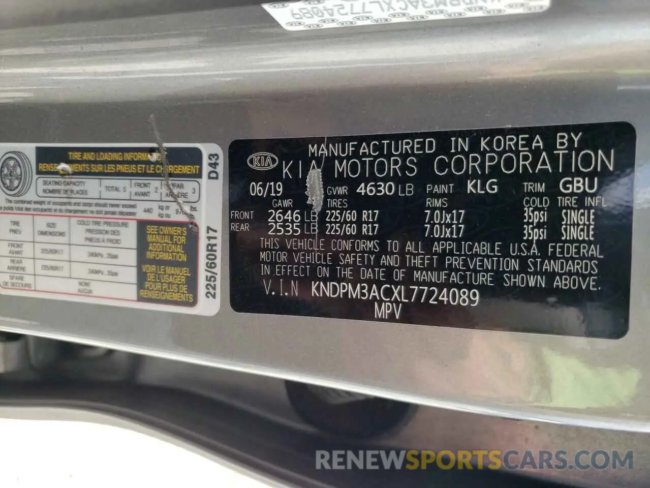 13 Photograph of a damaged car KNDPM3ACXL7724089 KIA SPORTAGE 2020