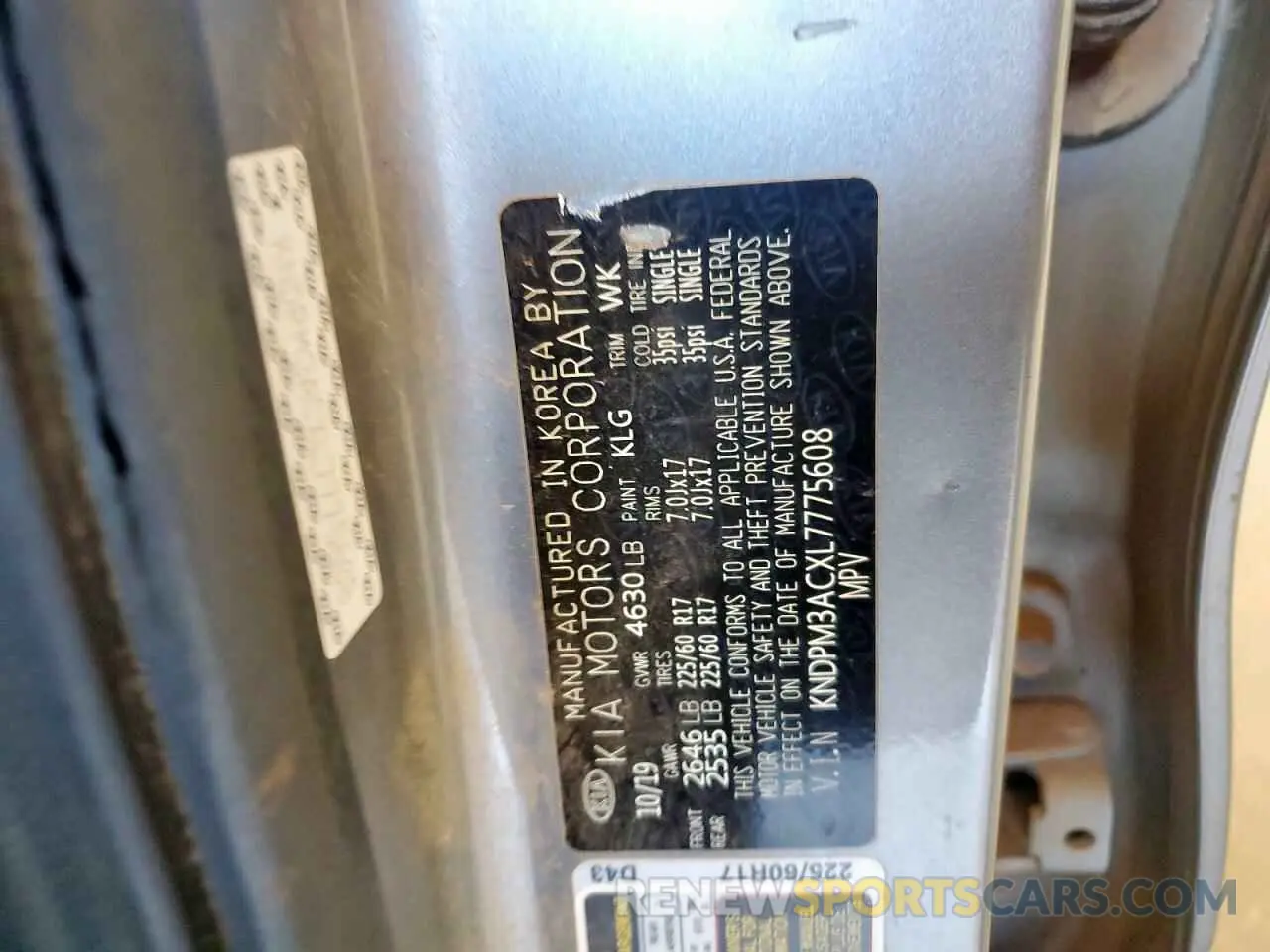13 Photograph of a damaged car KNDPM3ACXL7775608 KIA SPORTAGE 2020