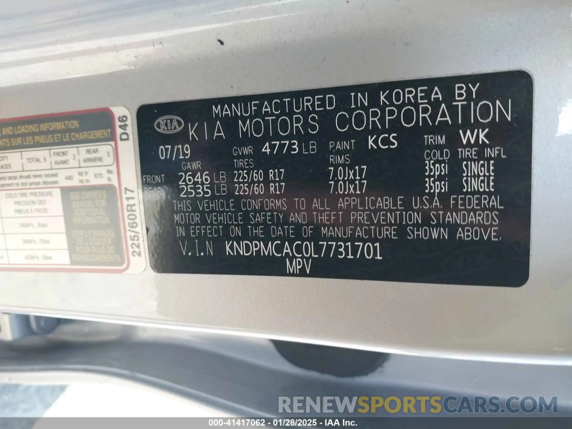 9 Photograph of a damaged car KNDPMCAC0L7731701 KIA SPORTAGE 2020