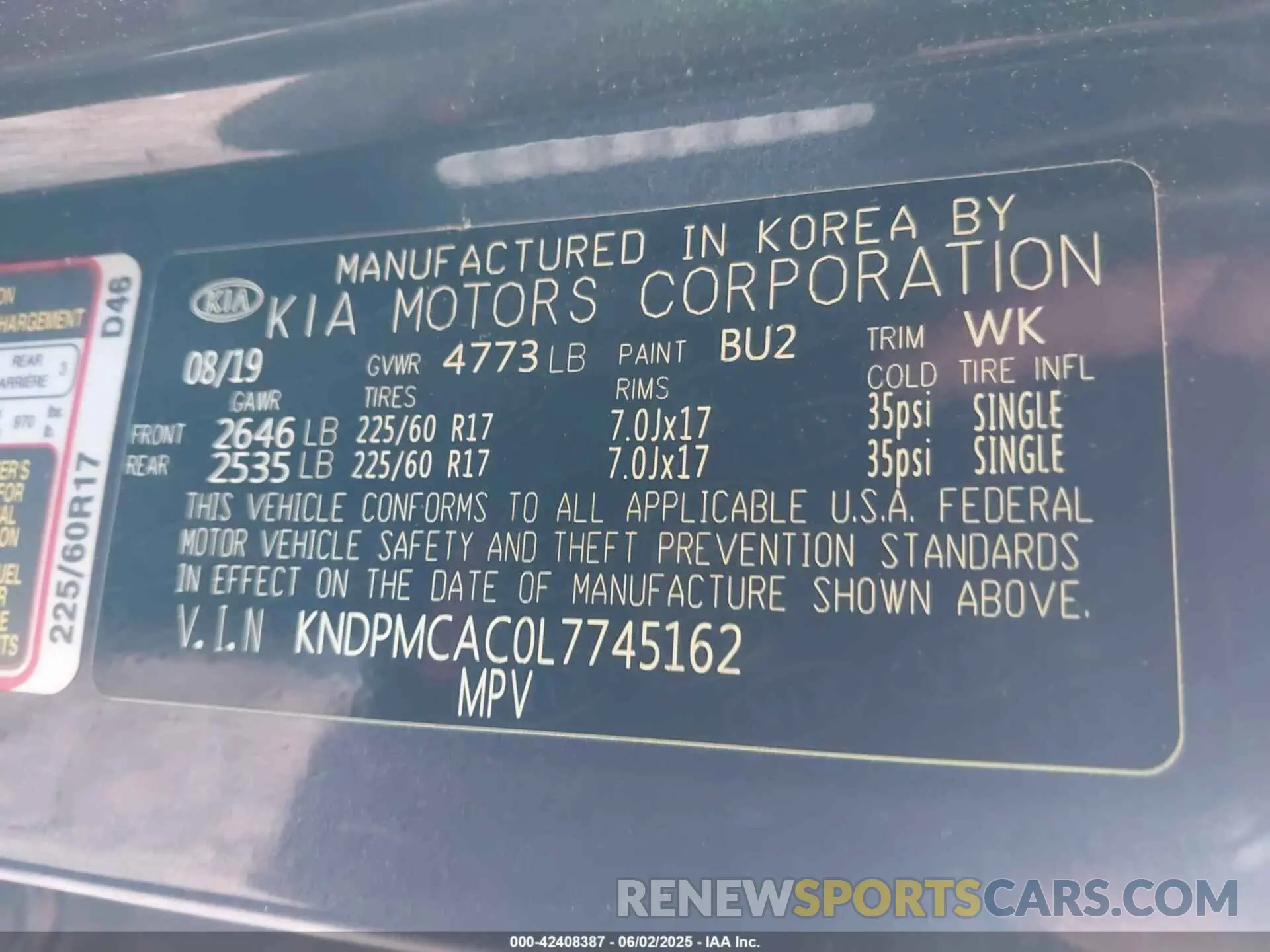 9 Photograph of a damaged car KNDPMCAC0L7745162 KIA SPORTAGE 2020