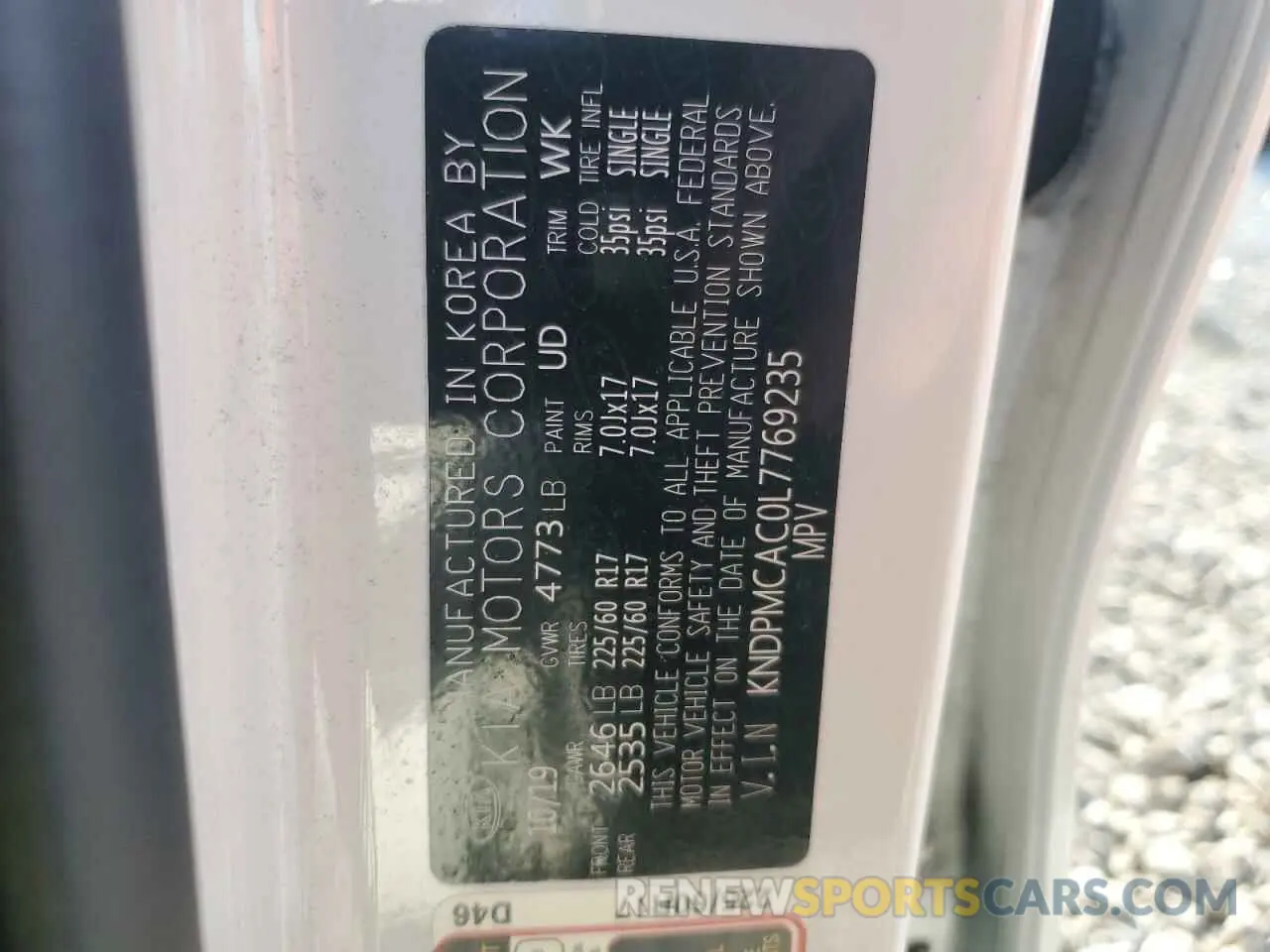 13 Photograph of a damaged car KNDPMCAC0L7769235 KIA SPORTAGE 2020