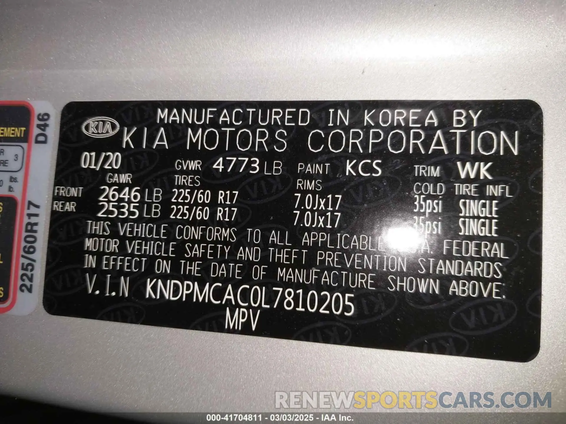 9 Photograph of a damaged car KNDPMCAC0L7810205 KIA SPORTAGE 2020