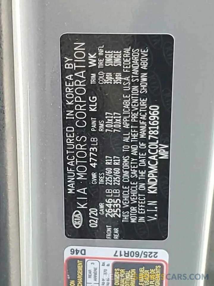 13 Photograph of a damaged car KNDPMCAC0L7816960 KIA SPORTAGE 2020