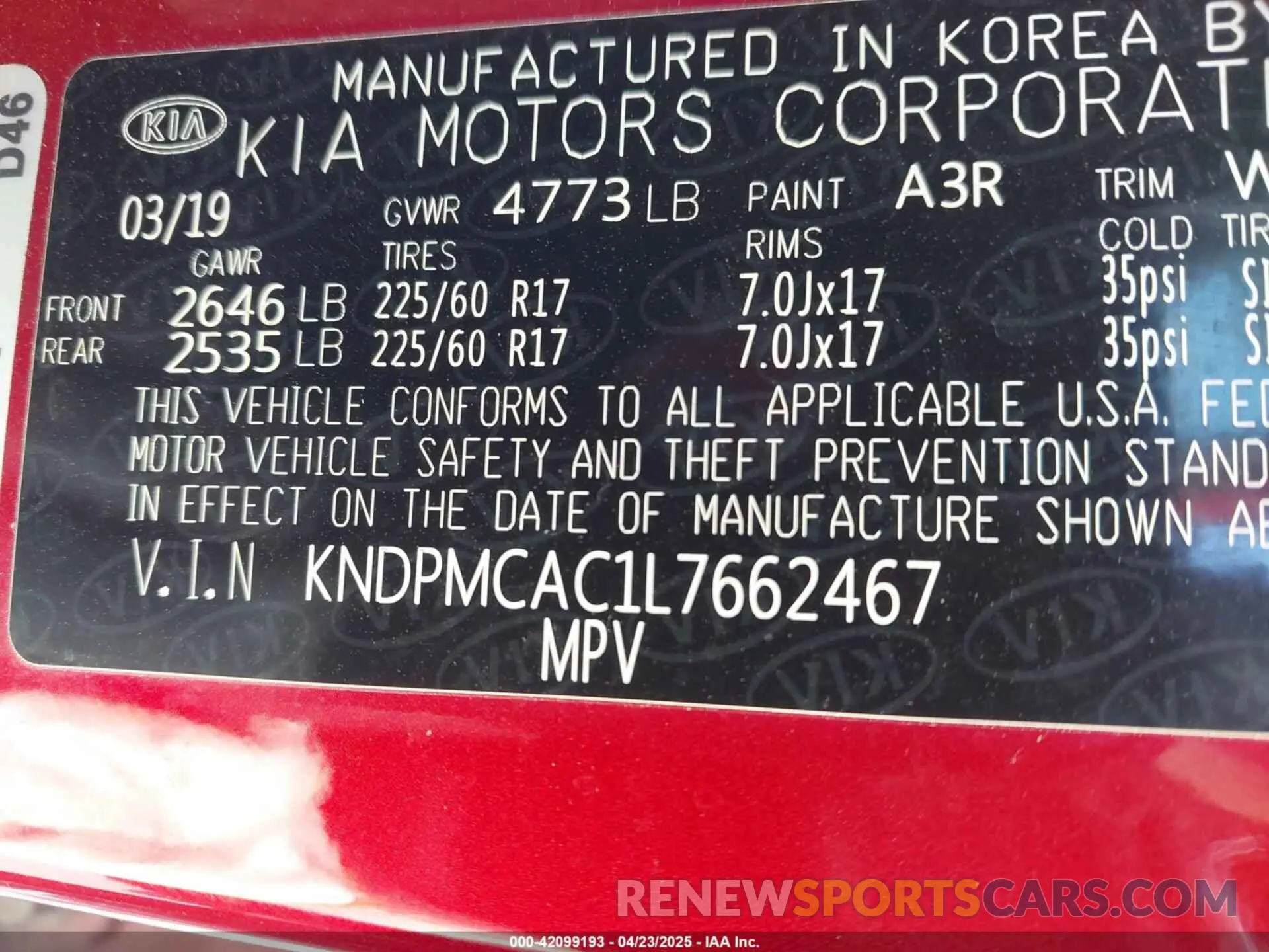 9 Photograph of a damaged car KNDPMCAC1L7662467 KIA SPORTAGE 2020