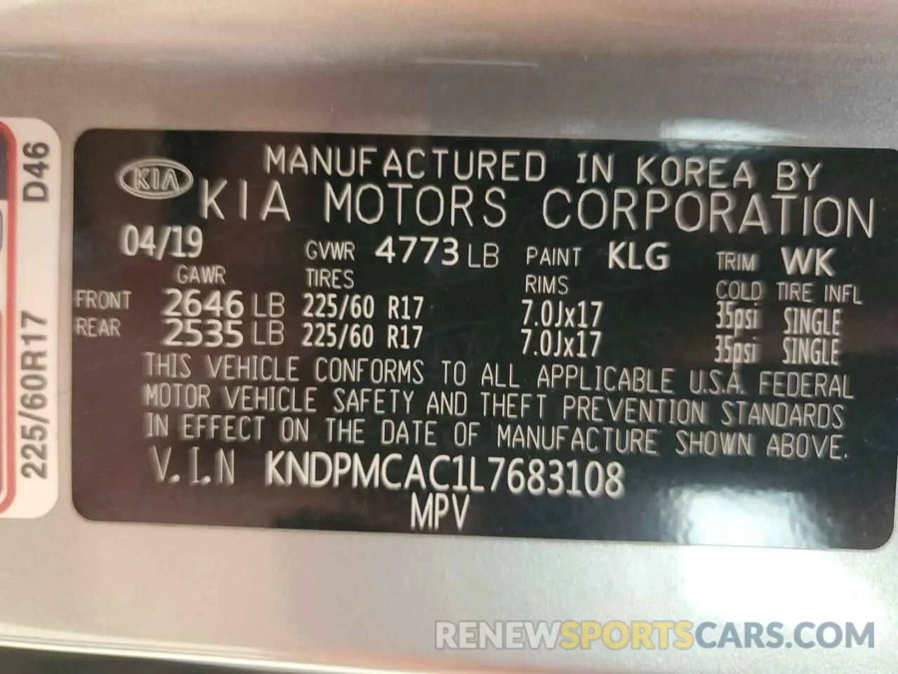 12 Photograph of a damaged car KNDPMCAC1L7683108 KIA SPORTAGE 2020