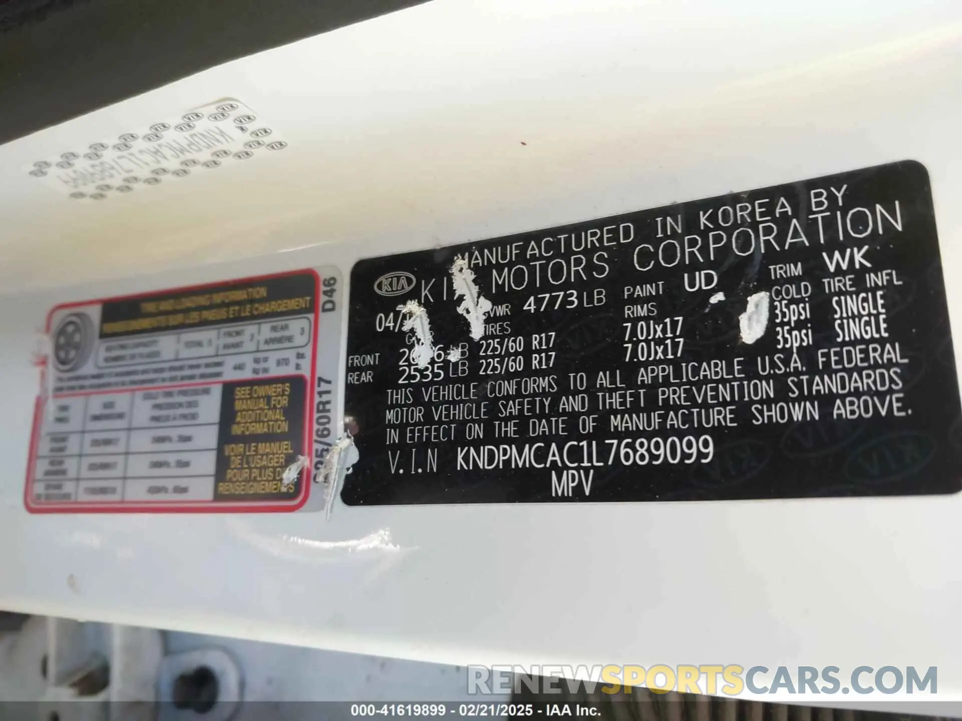 9 Photograph of a damaged car KNDPMCAC1L7689099 KIA SPORTAGE 2020