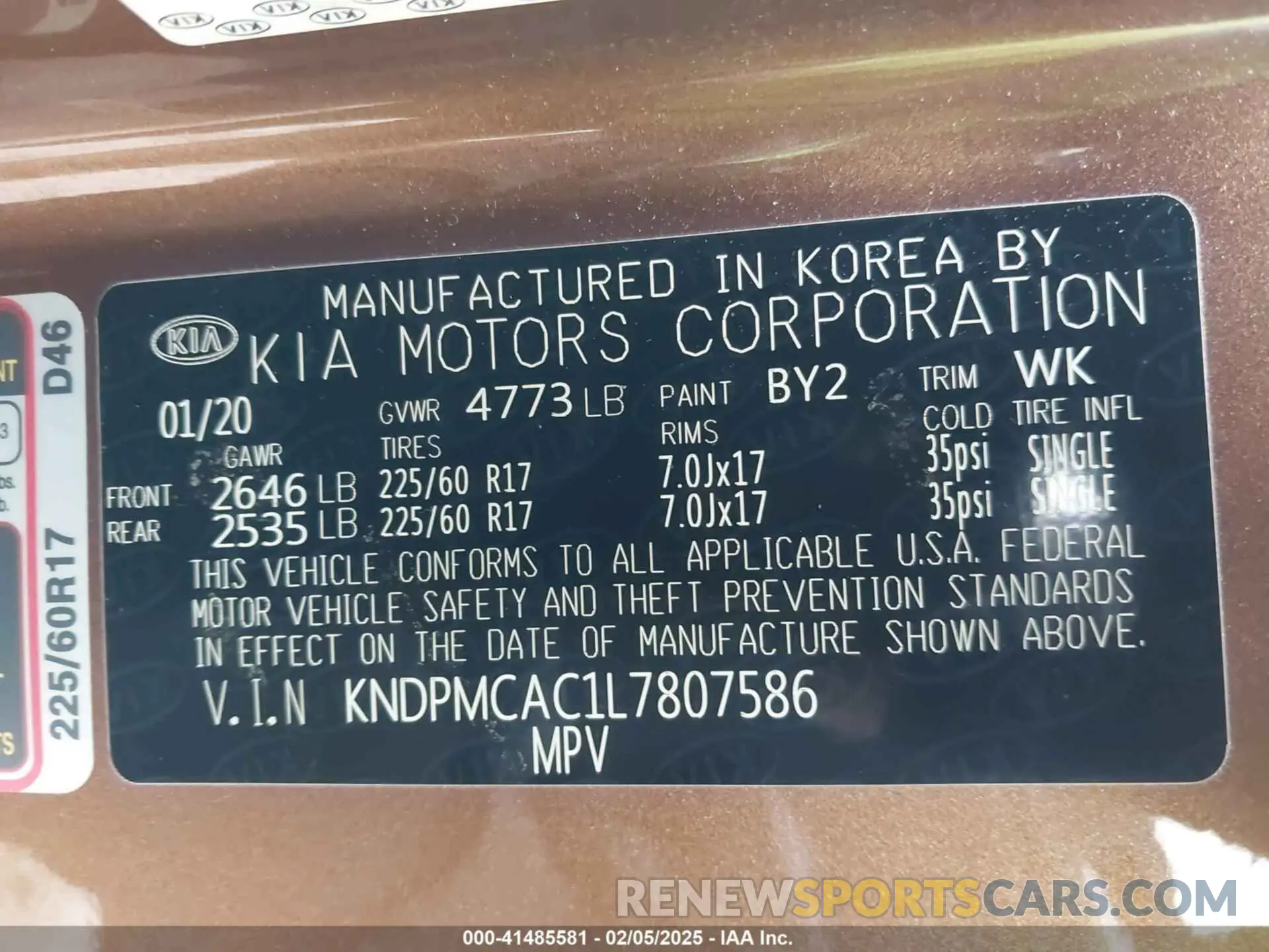 9 Photograph of a damaged car KNDPMCAC1L7807586 KIA SPORTAGE 2020