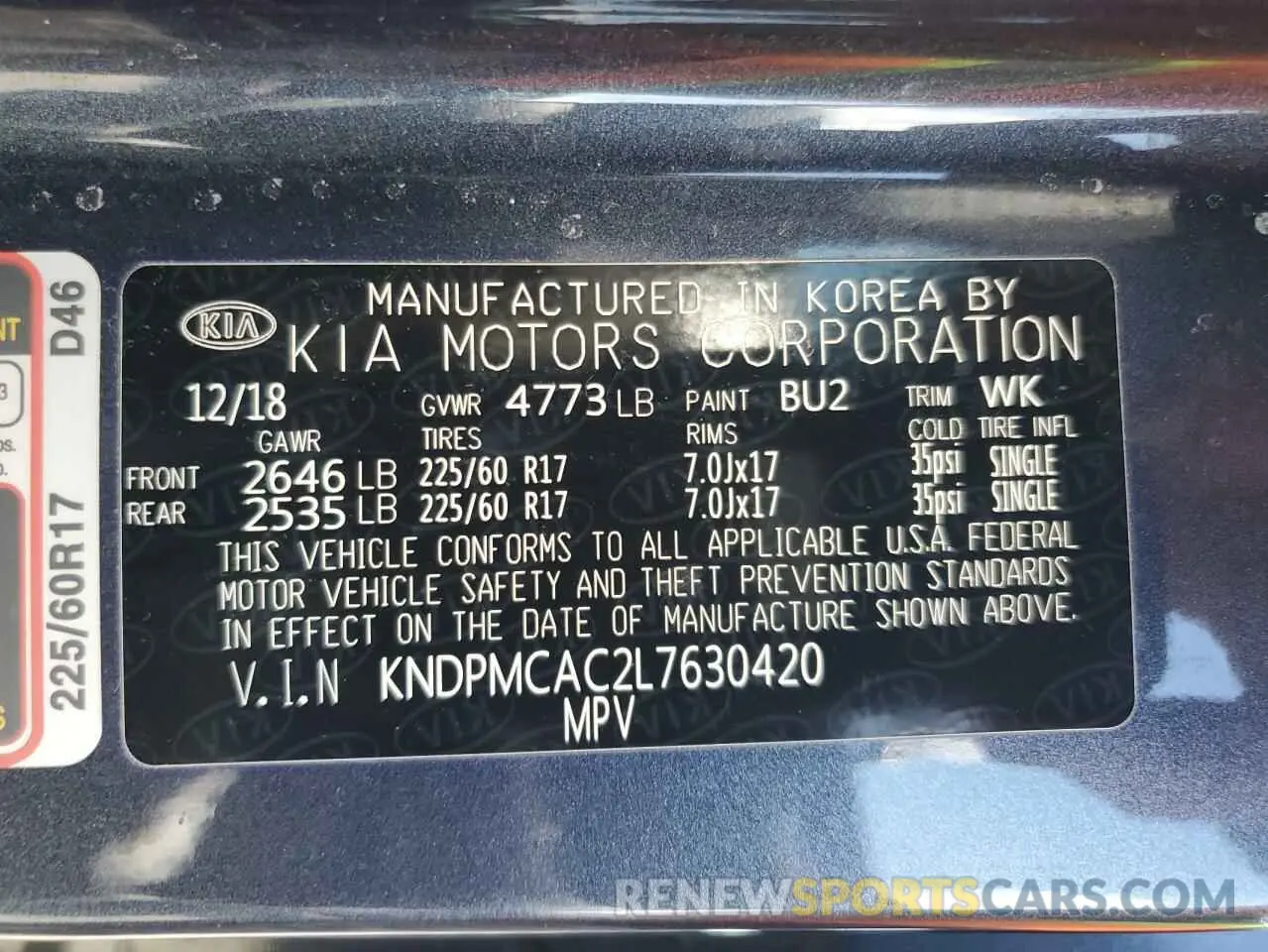 15 Photograph of a damaged car KNDPMCAC2L7630420 KIA SPORTAGE 2020
