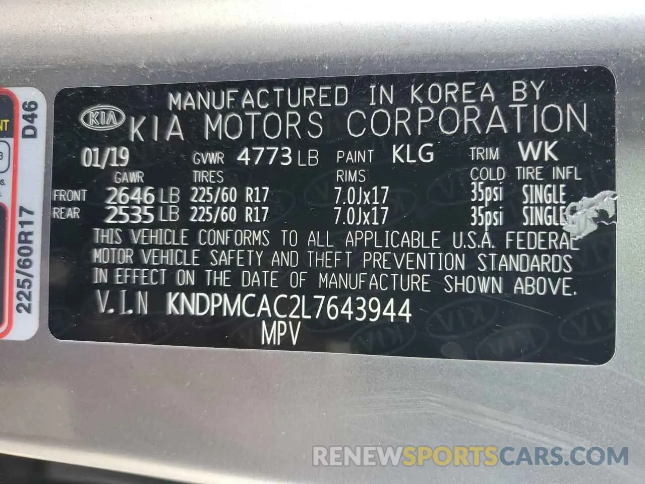 15 Photograph of a damaged car KNDPMCAC2L7643944 KIA SPORTAGE 2020