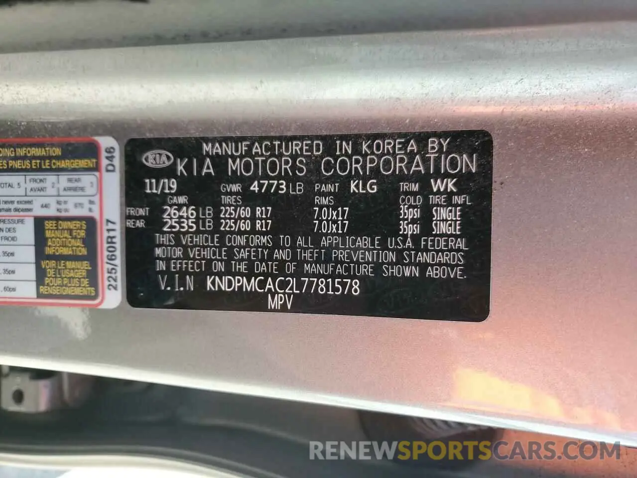 13 Photograph of a damaged car KNDPMCAC2L7781578 KIA SPORTAGE 2020