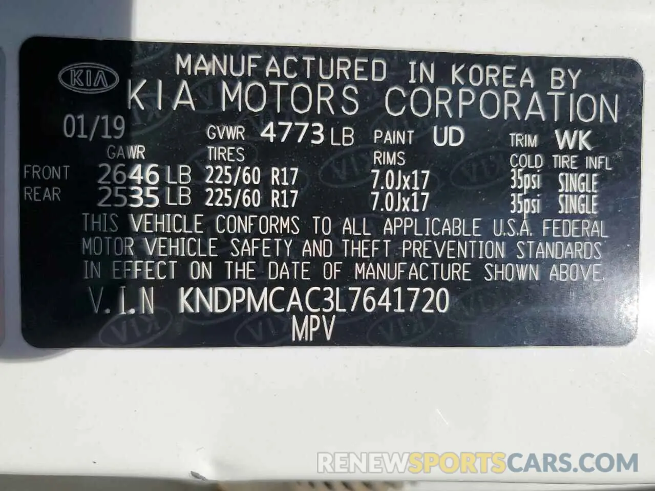 14 Photograph of a damaged car KNDPMCAC3L7641720 KIA SPORTAGE 2020