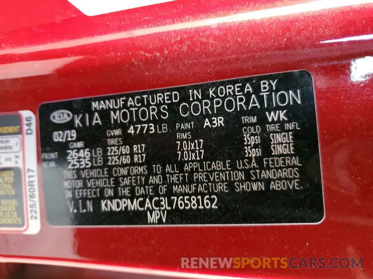 13 Photograph of a damaged car KNDPMCAC3L7658162 KIA SPORTAGE 2020